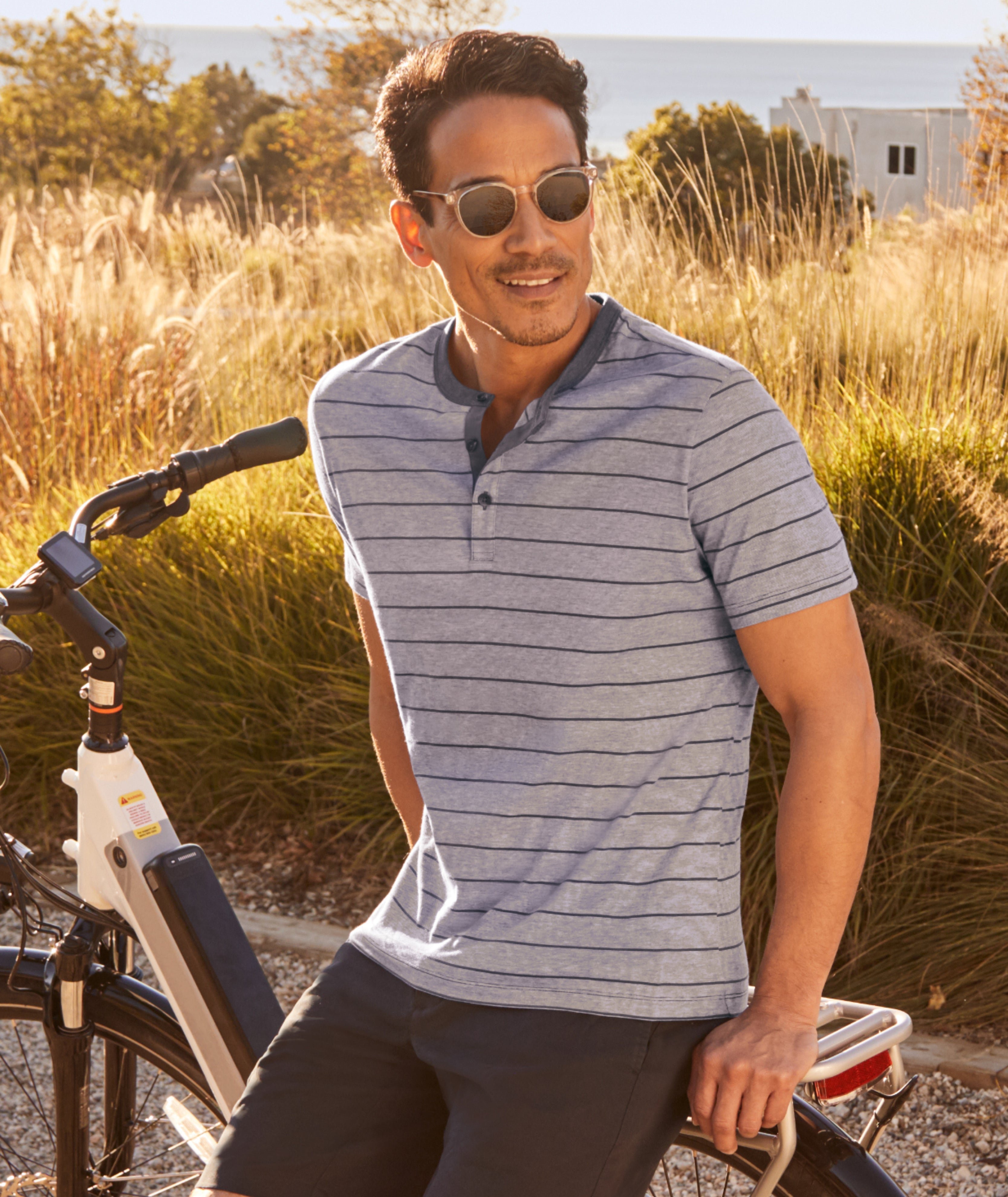 Multistripe Short-Sleeve Henley - FINAL SALE