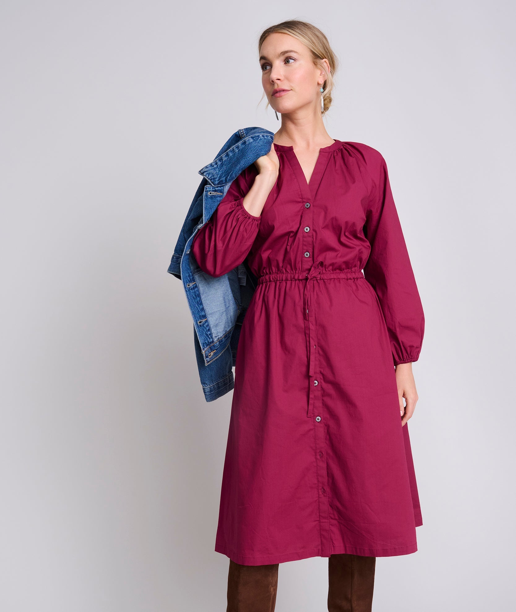 Stretch Cotton Midi Farrah Dress - FINAL SALE