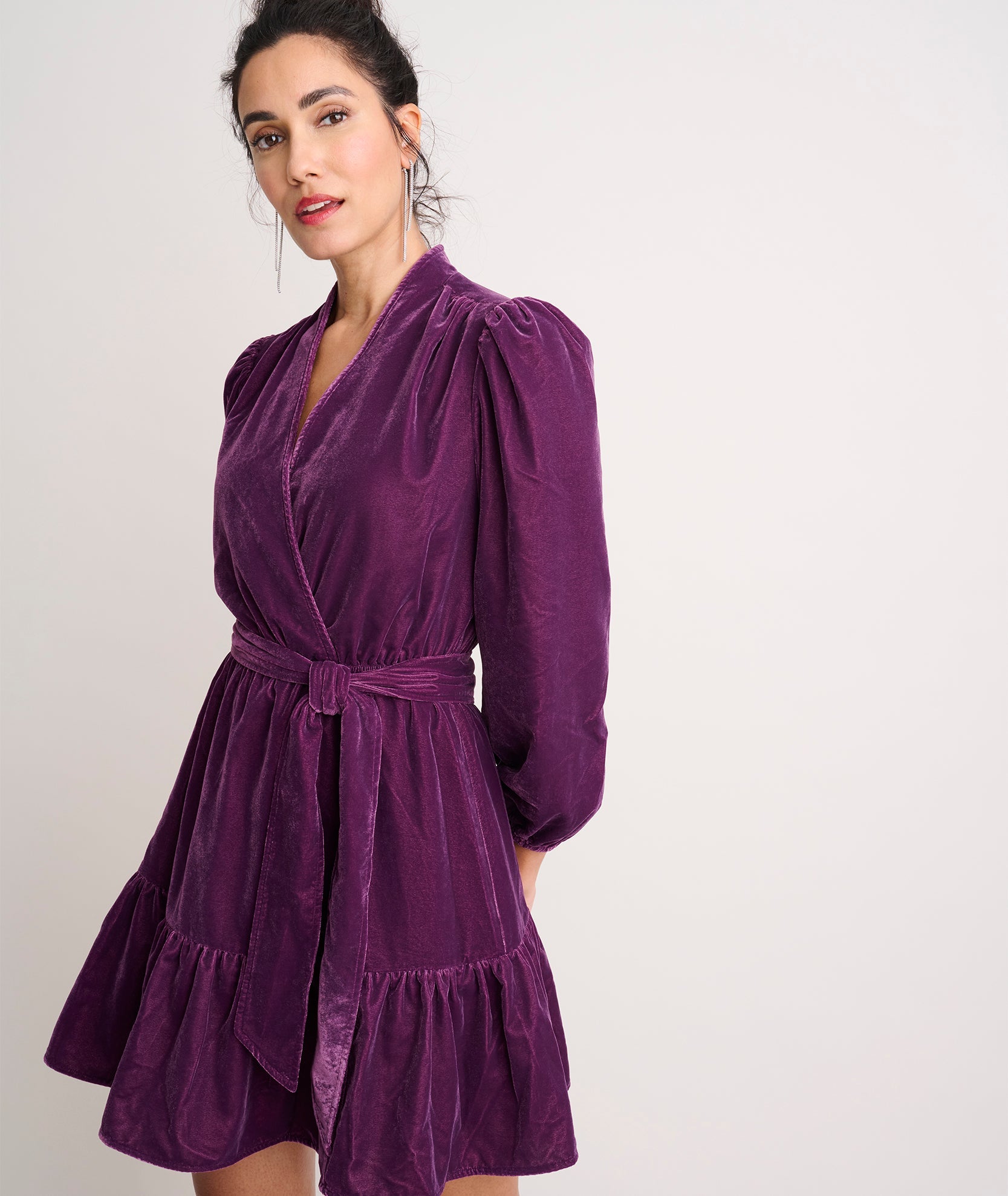Velvet Flounce Hem Amy Dress