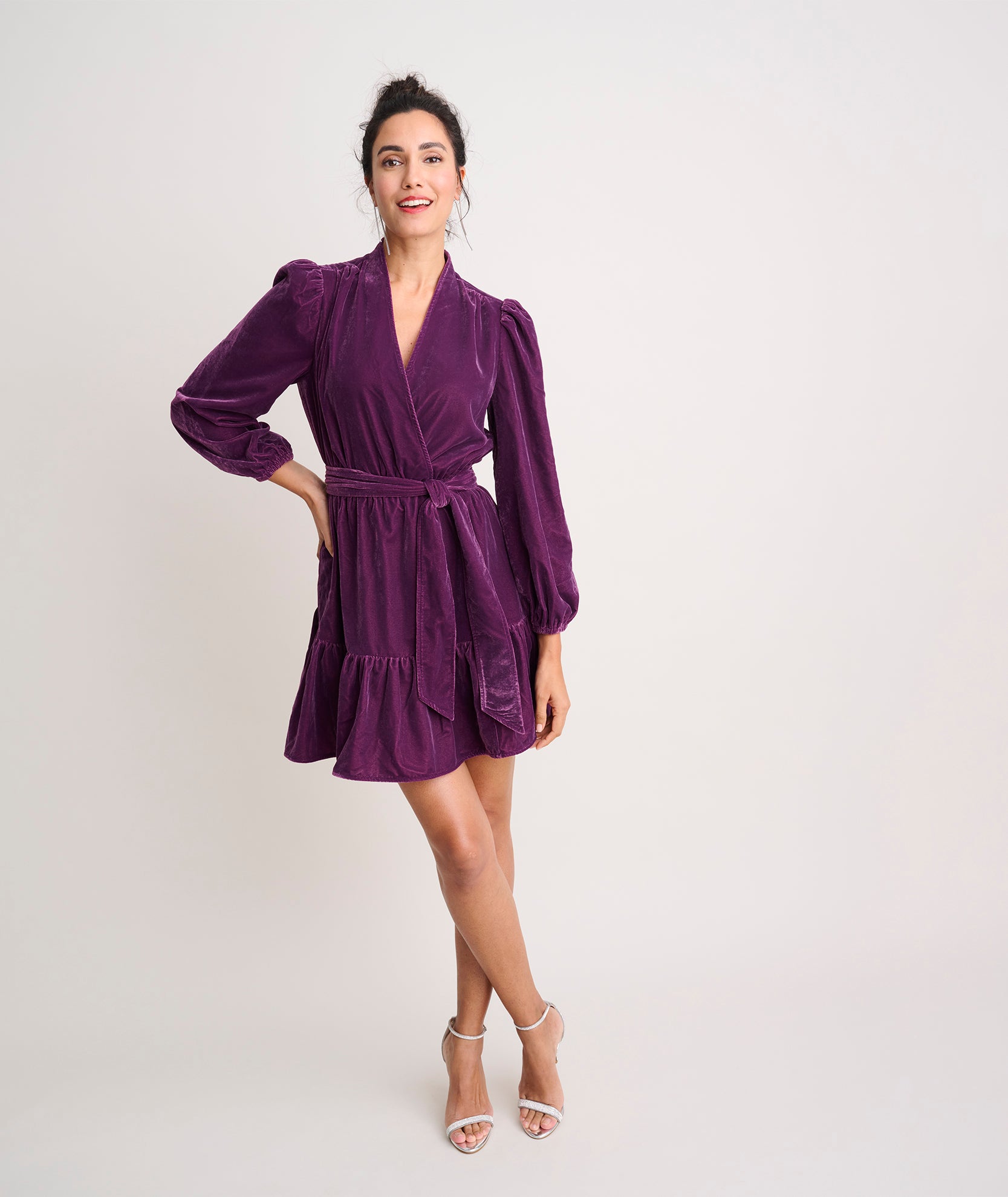 Velvet Flounce Hem Amy Dress