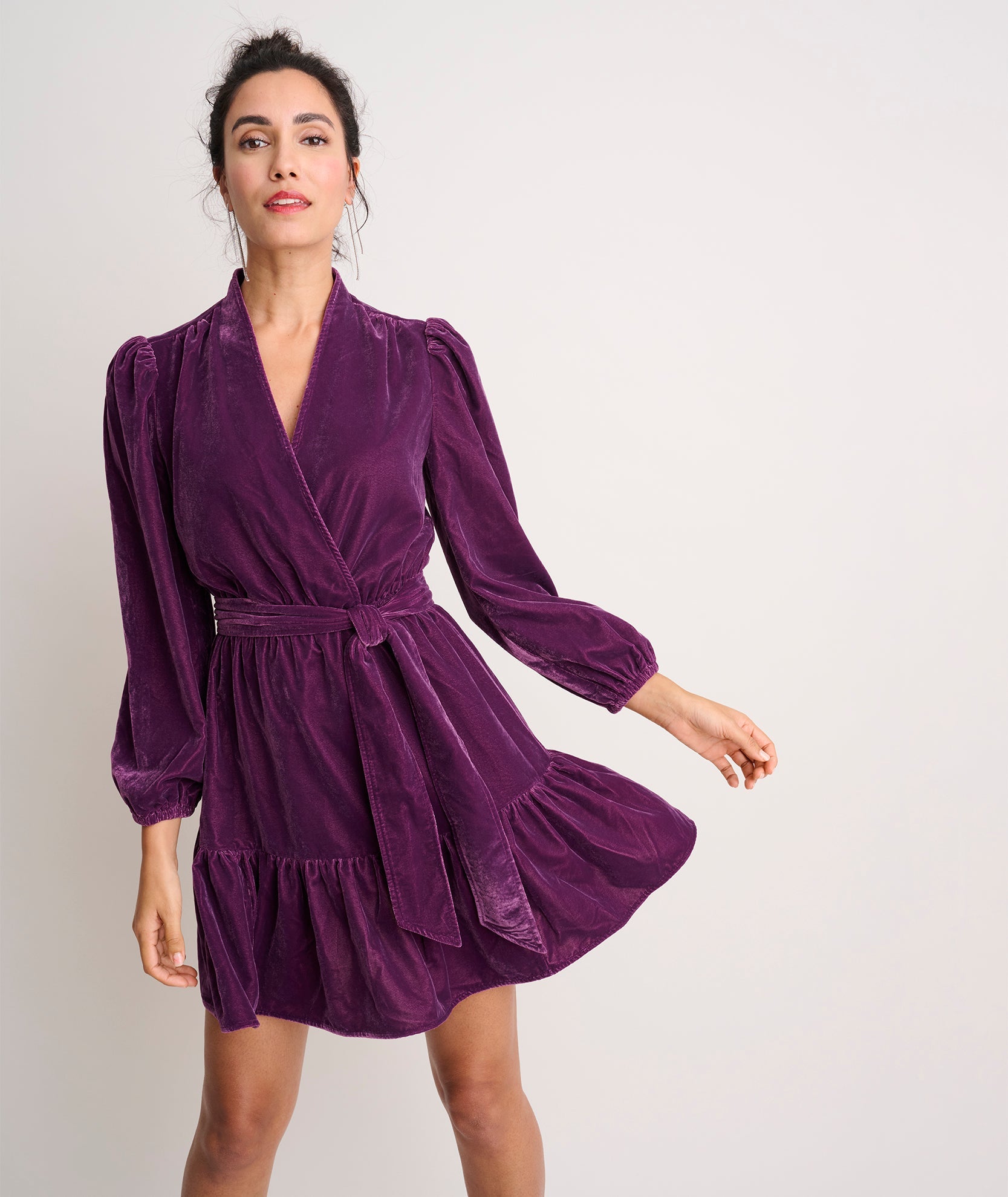 Velvet Flounce Hem Amy Dress