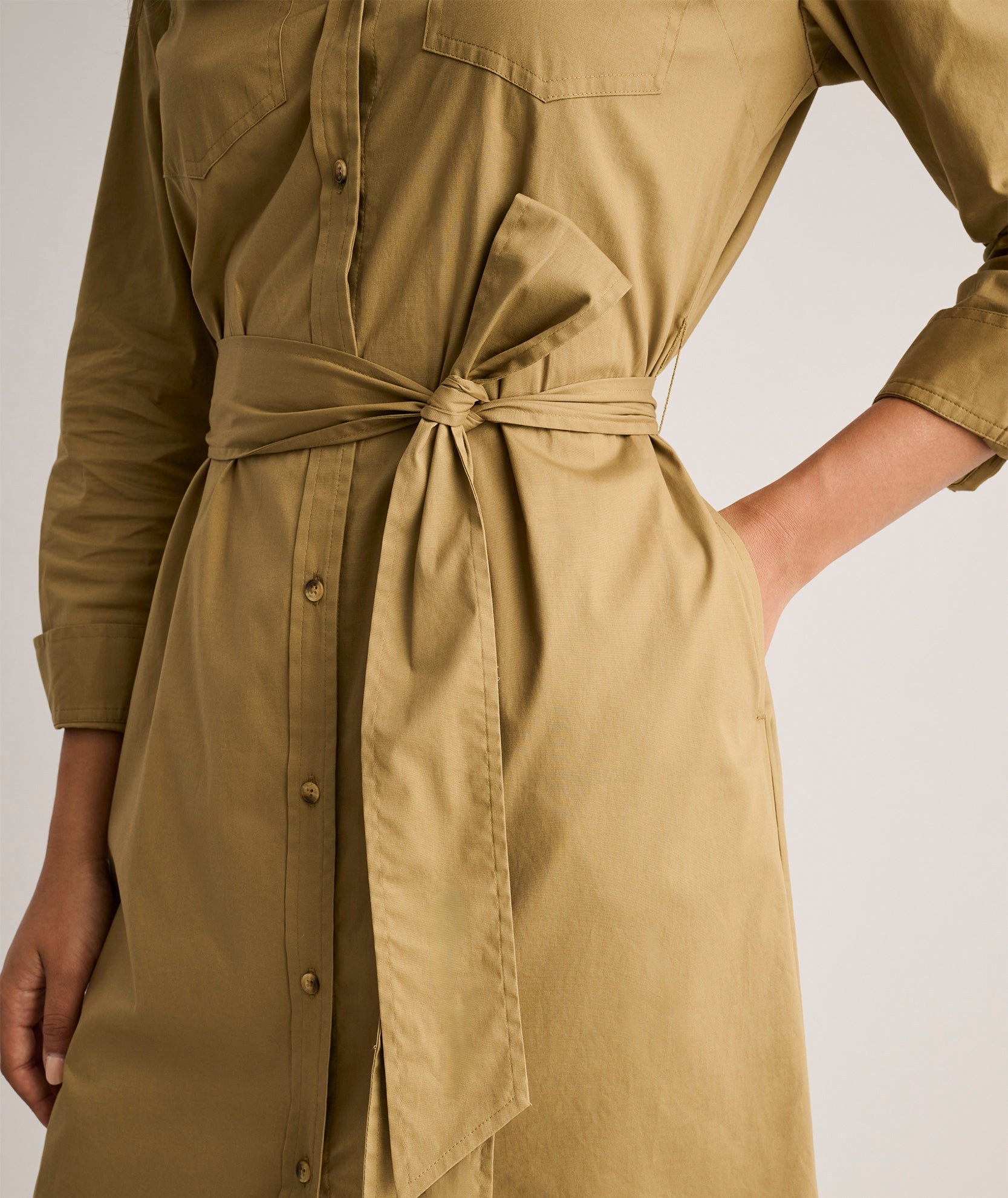Cotton Stretch Midi Bailey Shirt Dress