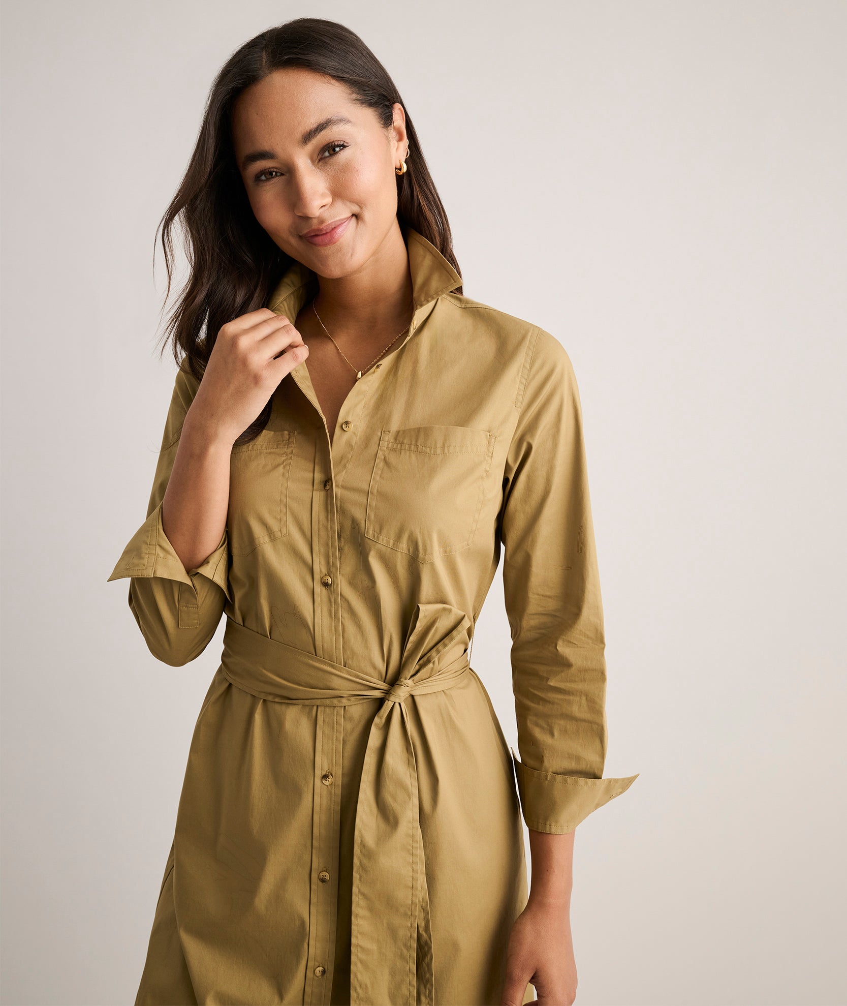 Cotton Stretch Midi Bailey Shirt Dress