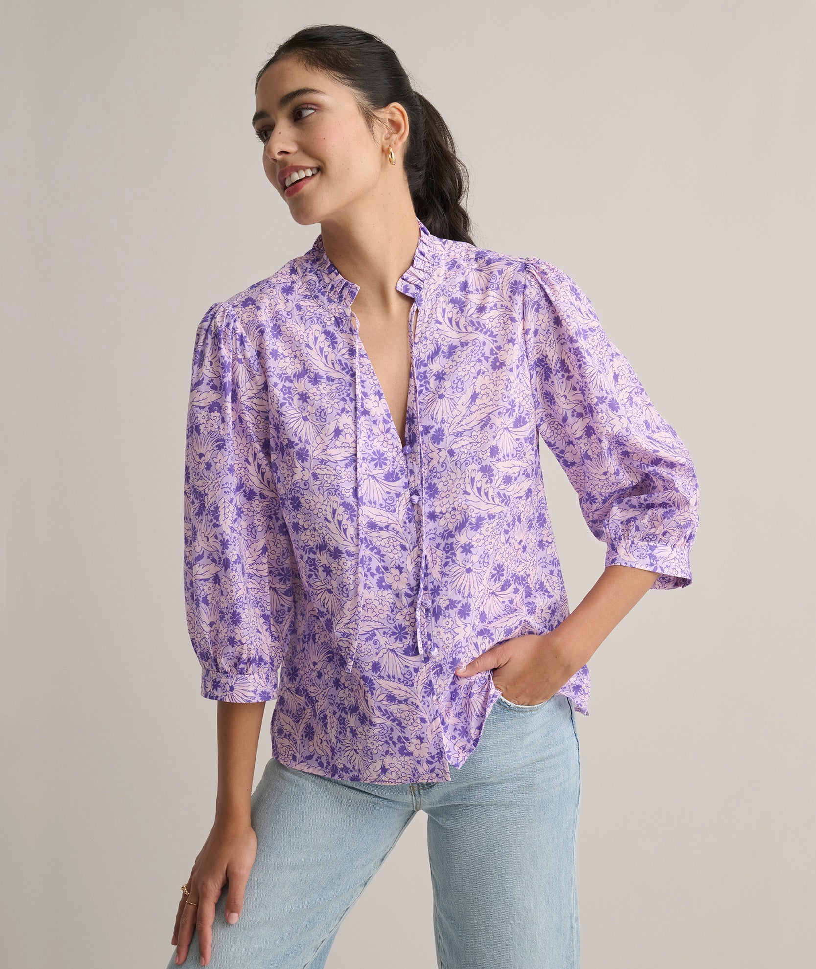 Cotton V-Neck Charlie Shirt
