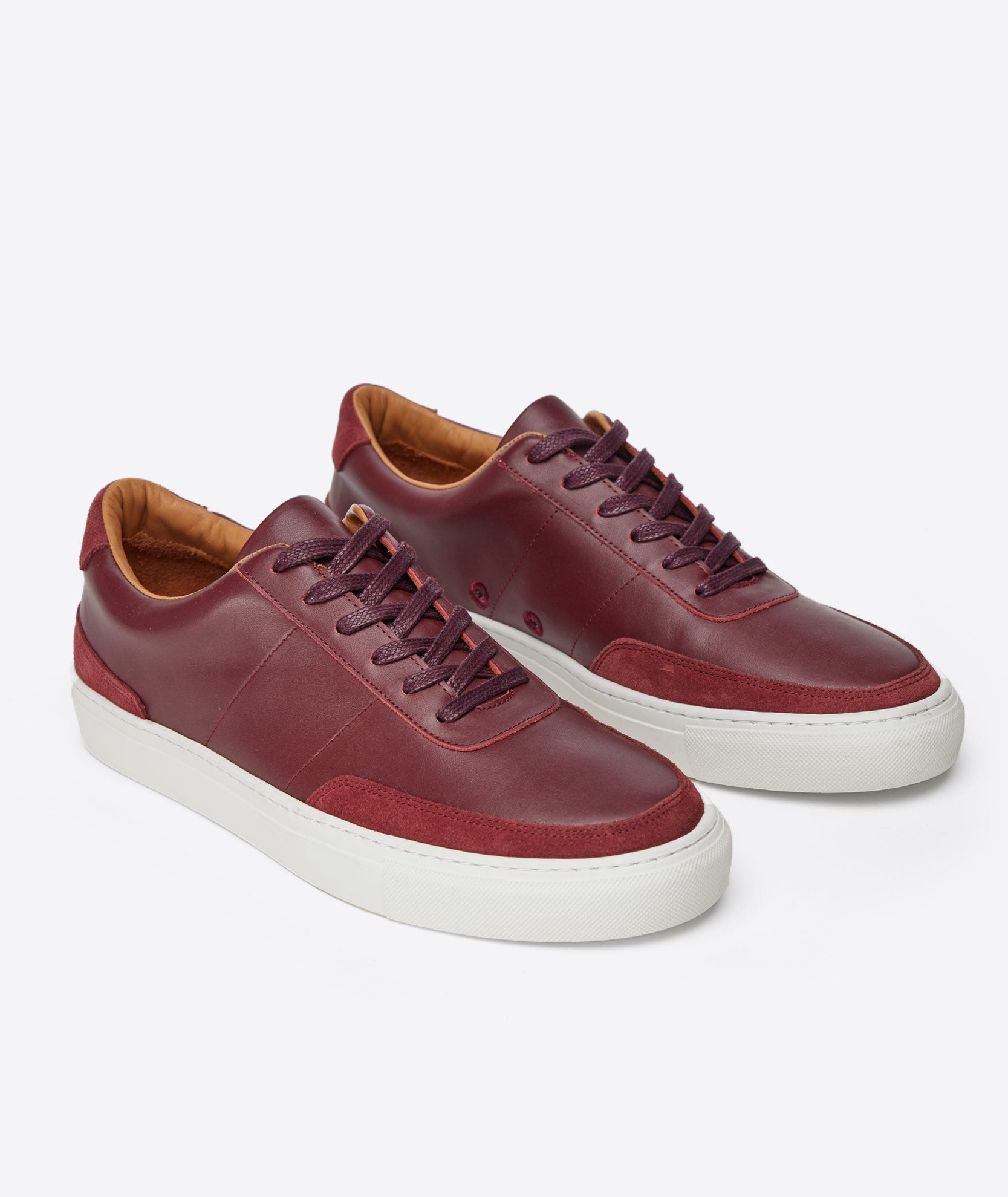 Contrast Leather Lace-Up Sneakers - FINAL SALE