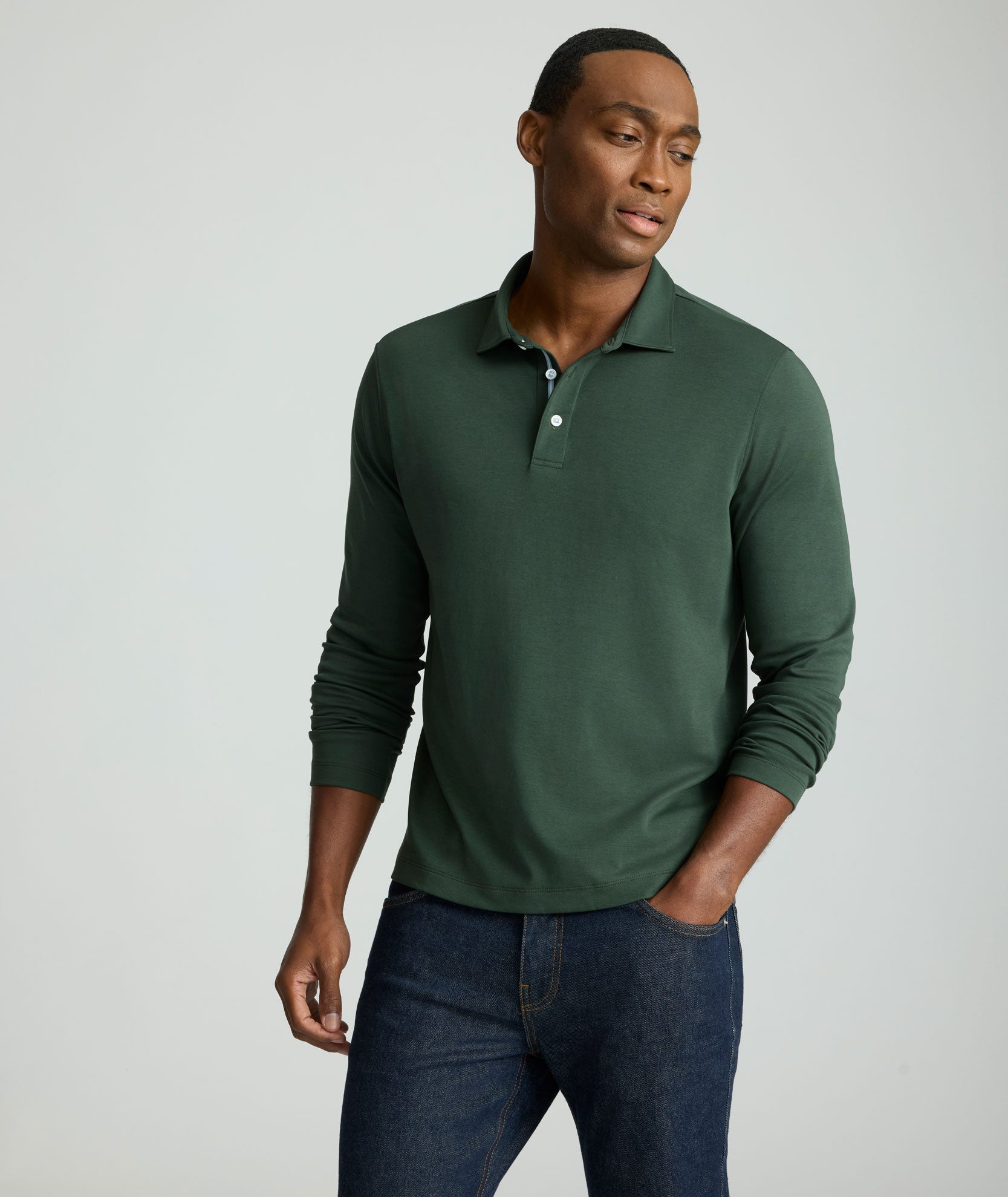 Wrinkle-Free Damaschino Long-Sleeve Polo - FINAL SALE