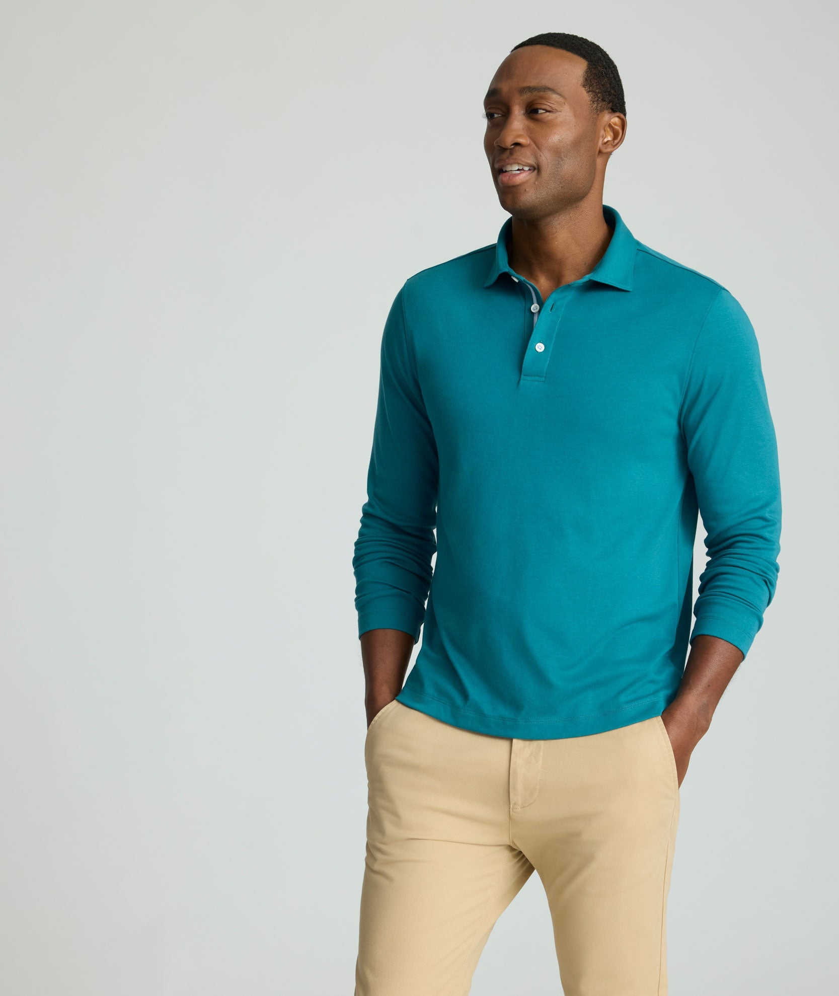 Wrinkle-Free Damaschino Long-Sleeve Polo - FINAL SALE