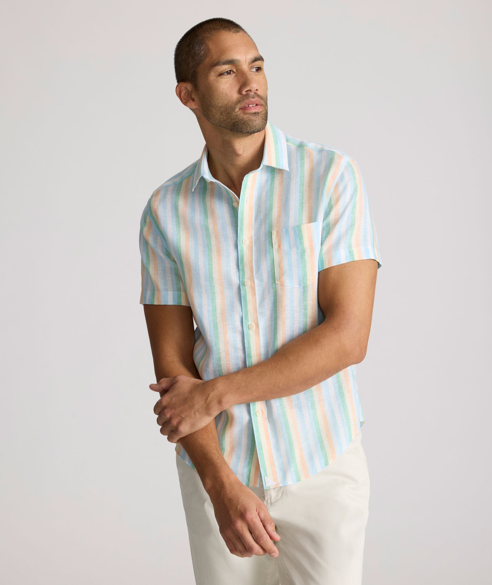 Wrinkle-Resistant Linen Short-Sleeve Darby Shirt - FINAL SALE
