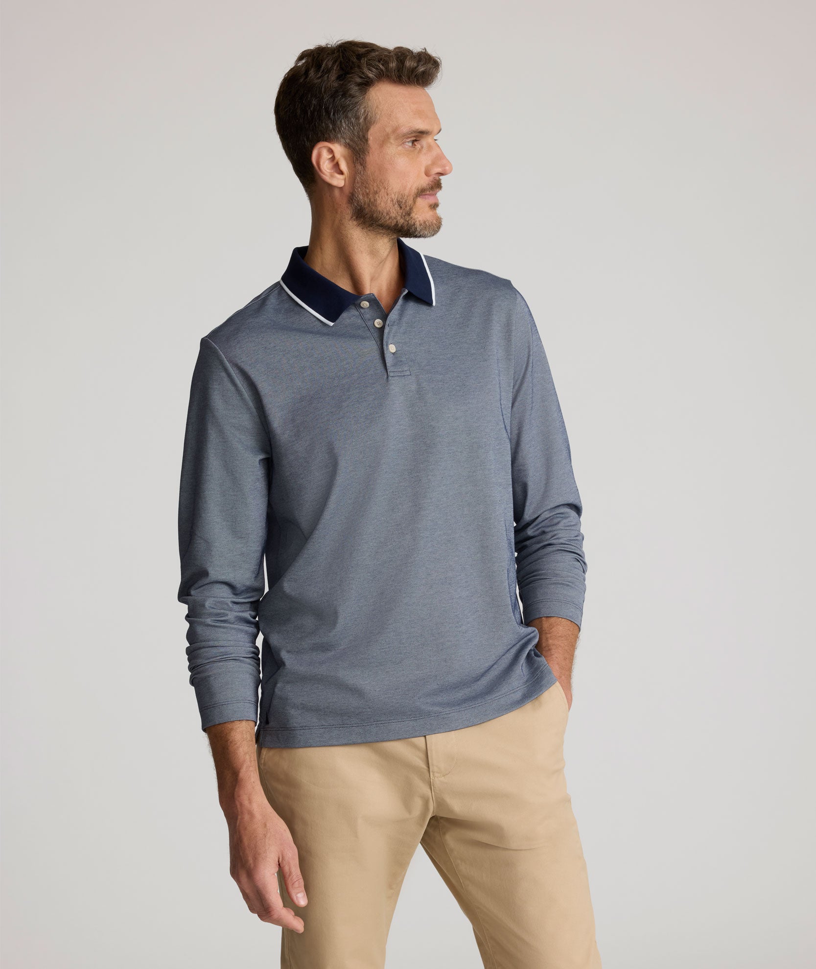Tipped Performance Long-Sleeve Polo - FINAL SALE