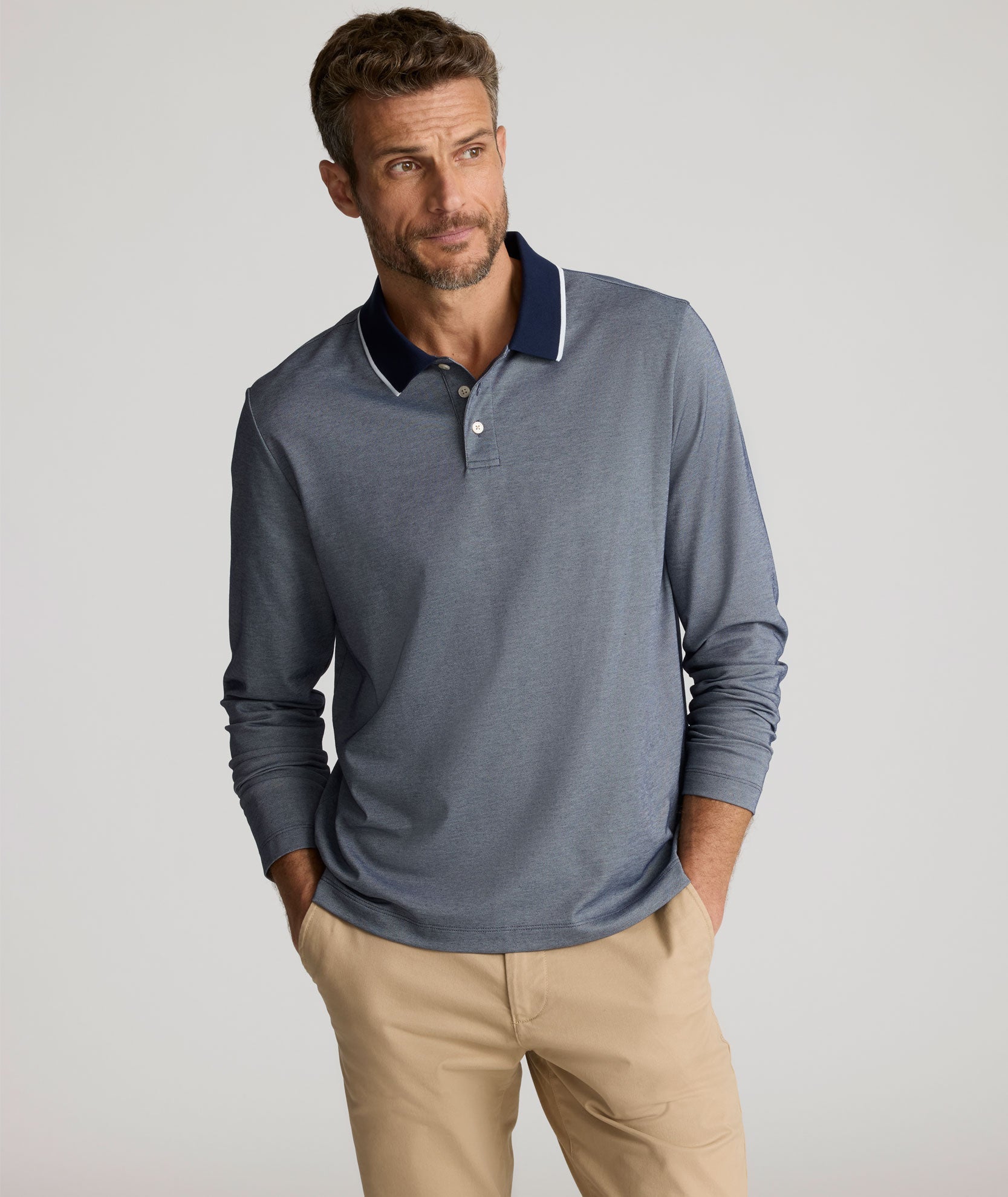 Tipped Performance Long-Sleeve Polo - FINAL SALE