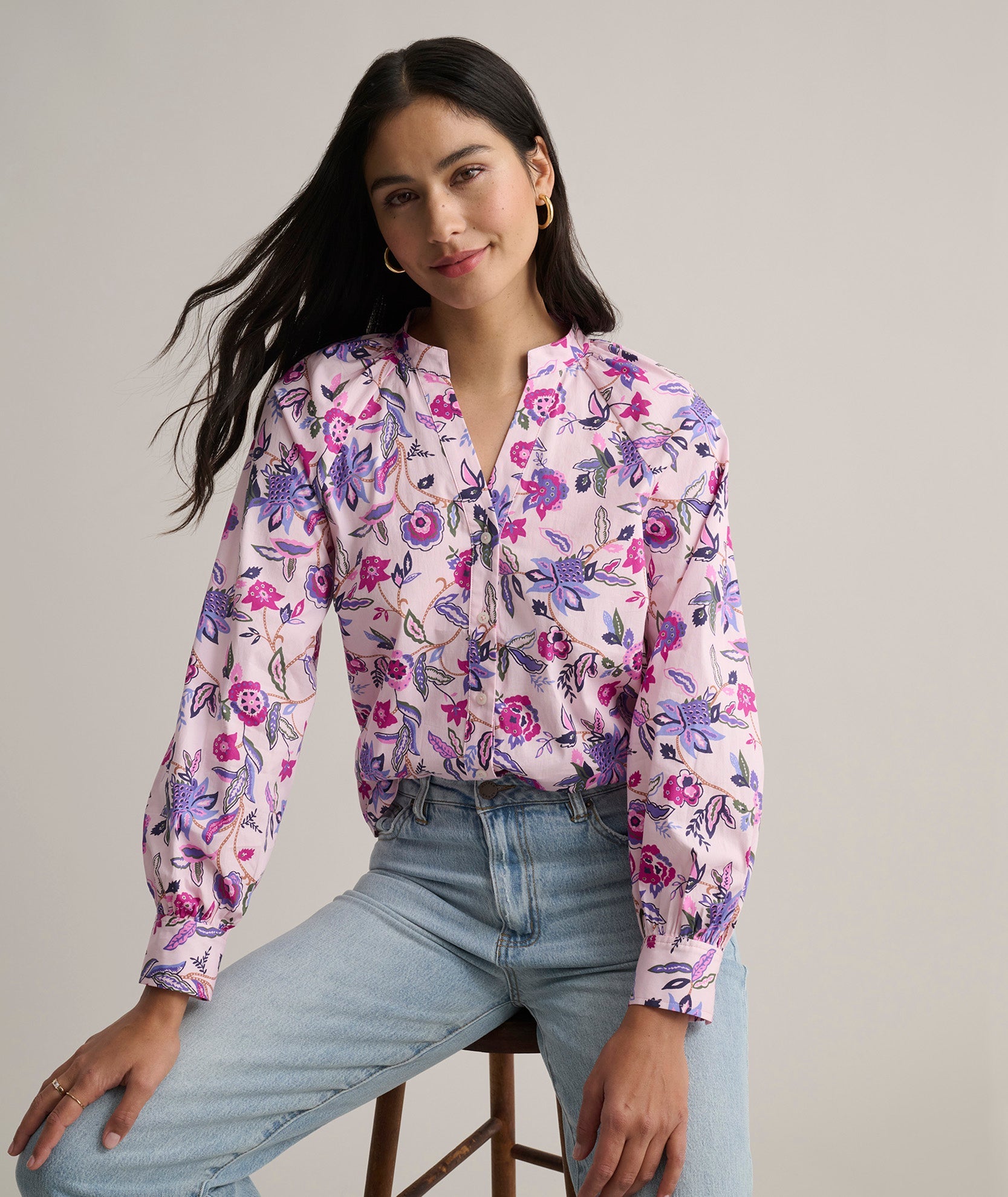 Stretch Cotton Paisley Elaine Shirt