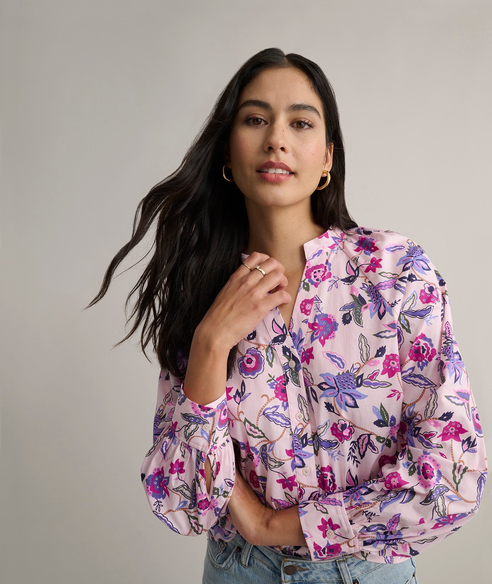 Stretch Cotton Paisley Elaine Shirt