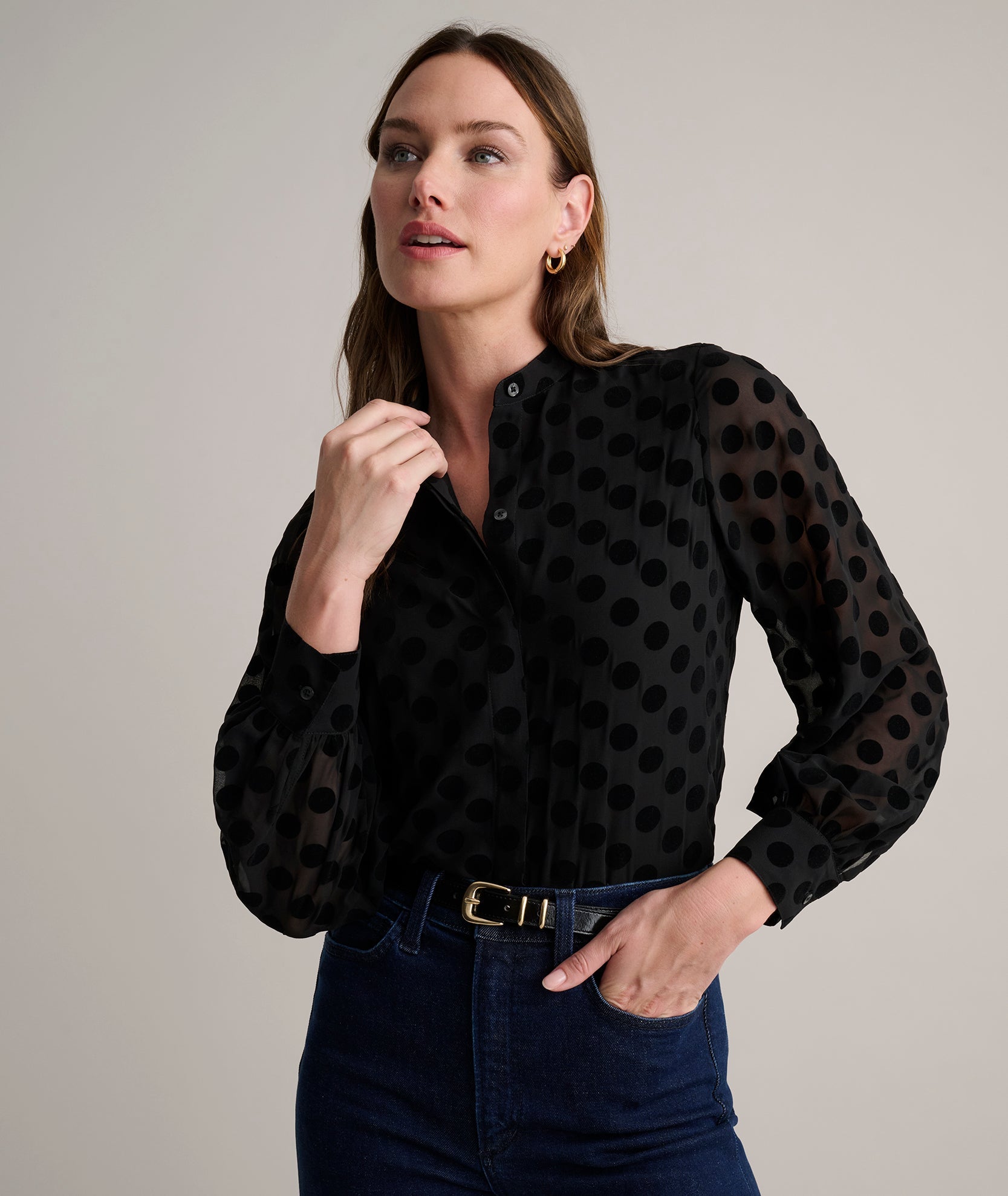 Velvet Polka Dot Gemma Shirt