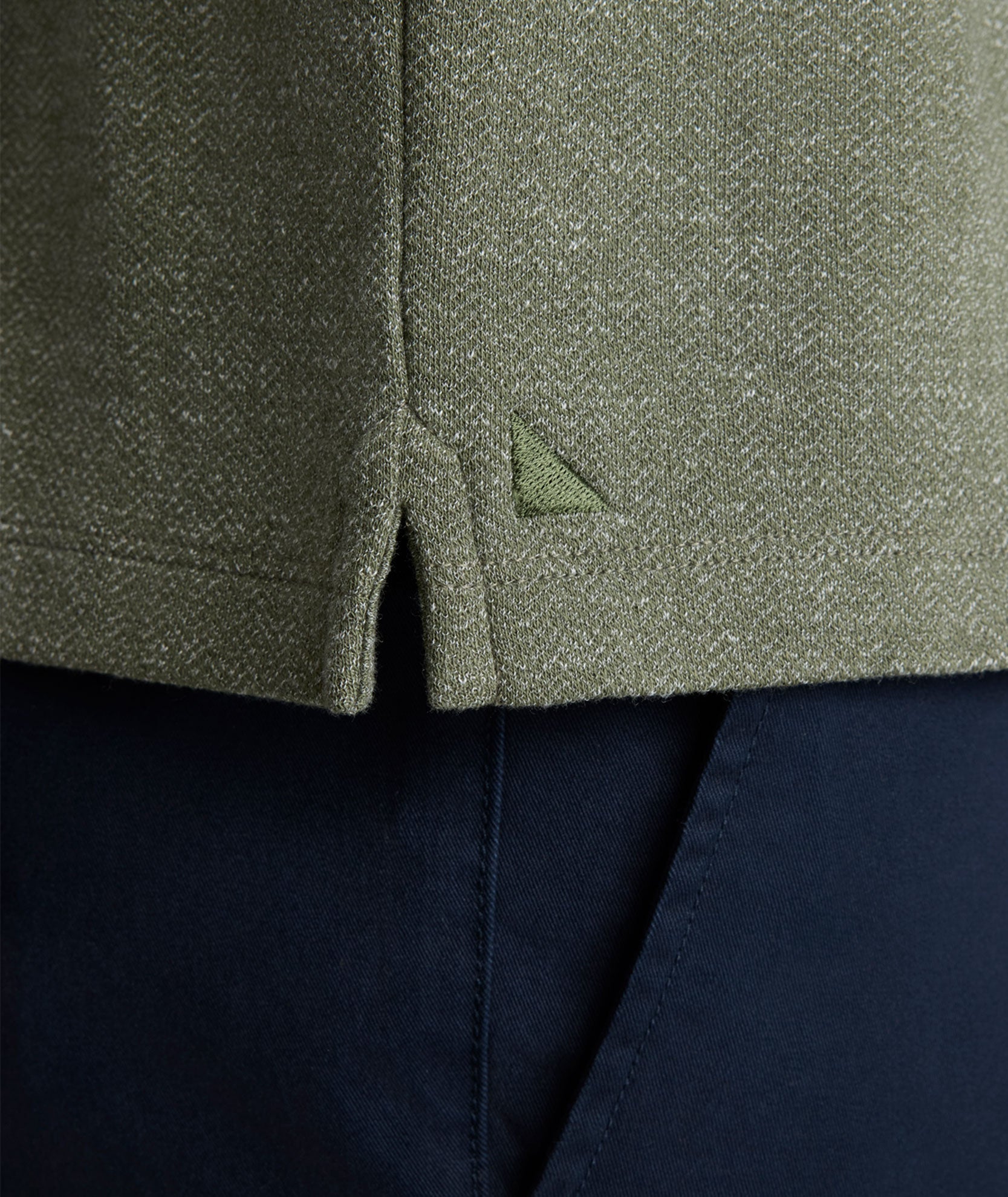 Stretch Cotton Herringbone Henley