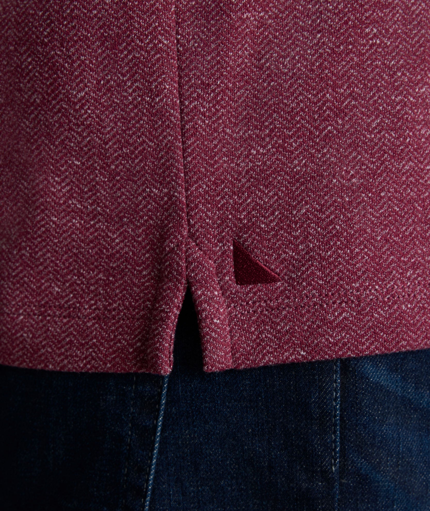 Stretch Cotton Herringbone Henley