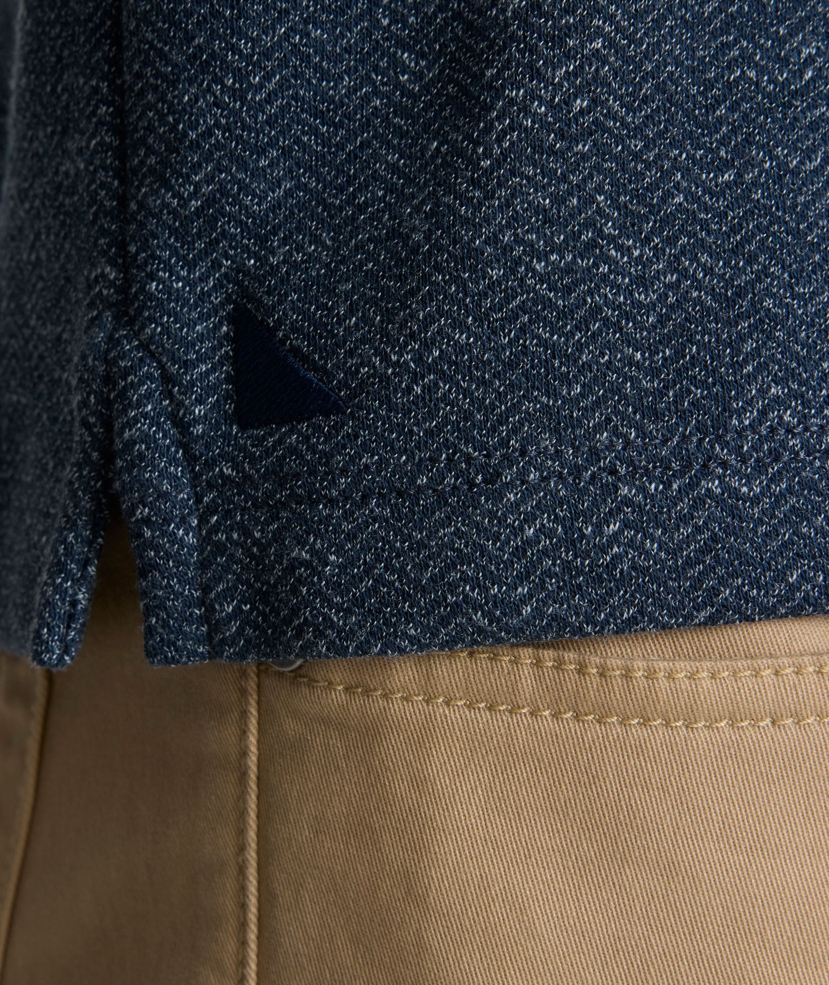 Stretch Cotton Herringbone Henley