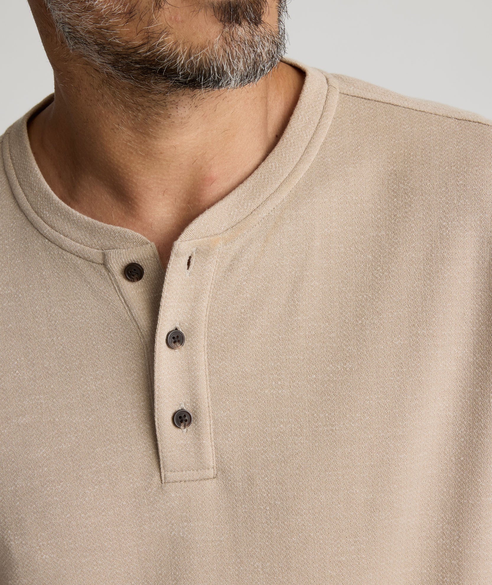 Stretch Cotton Herringbone Henley