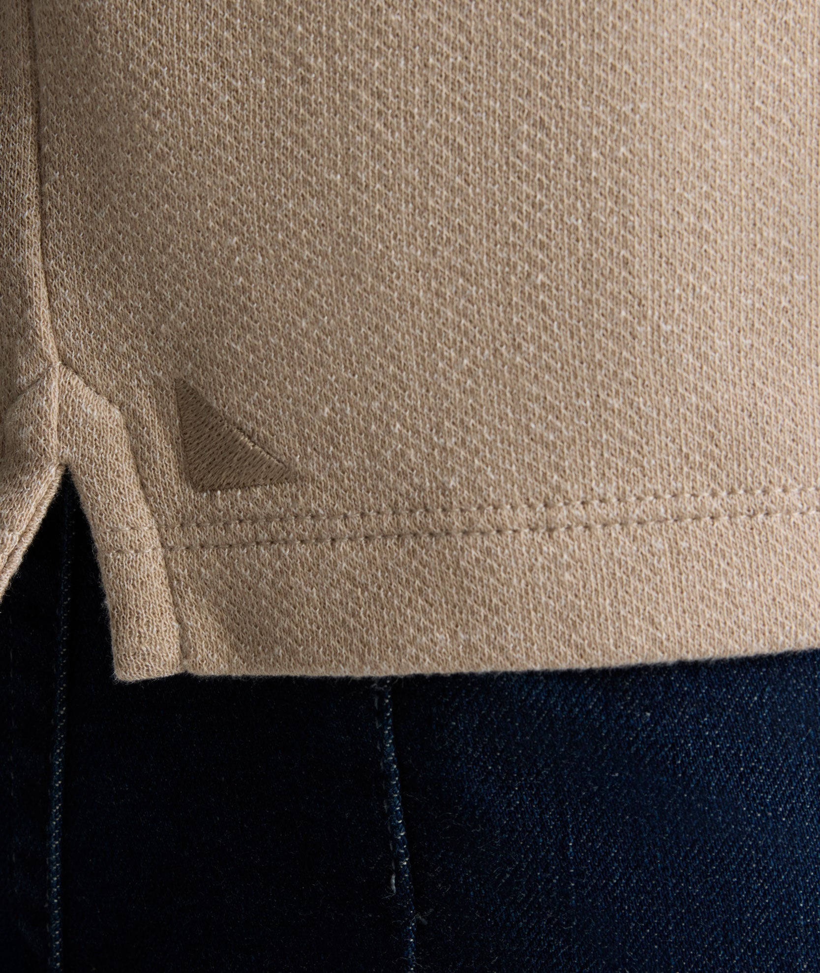 Stretch Cotton Herringbone Henley