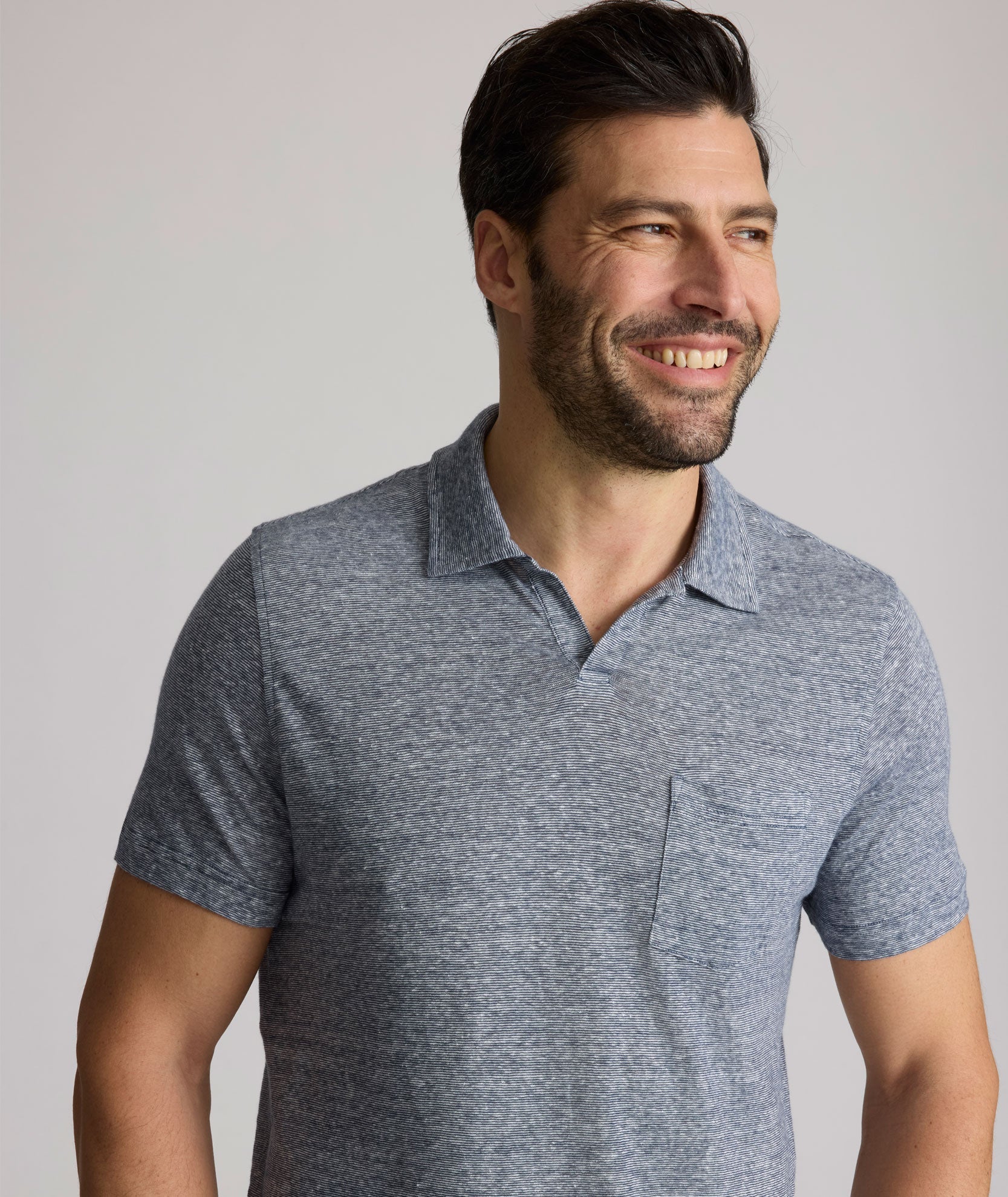 Cotton-Linen Johnny Collar Polo - FINAL SALE