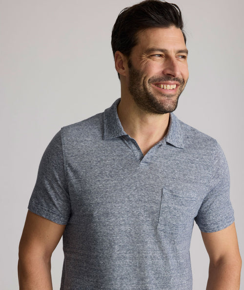 Cotton-Linen Johnny Collar Polo - FINAL SALE