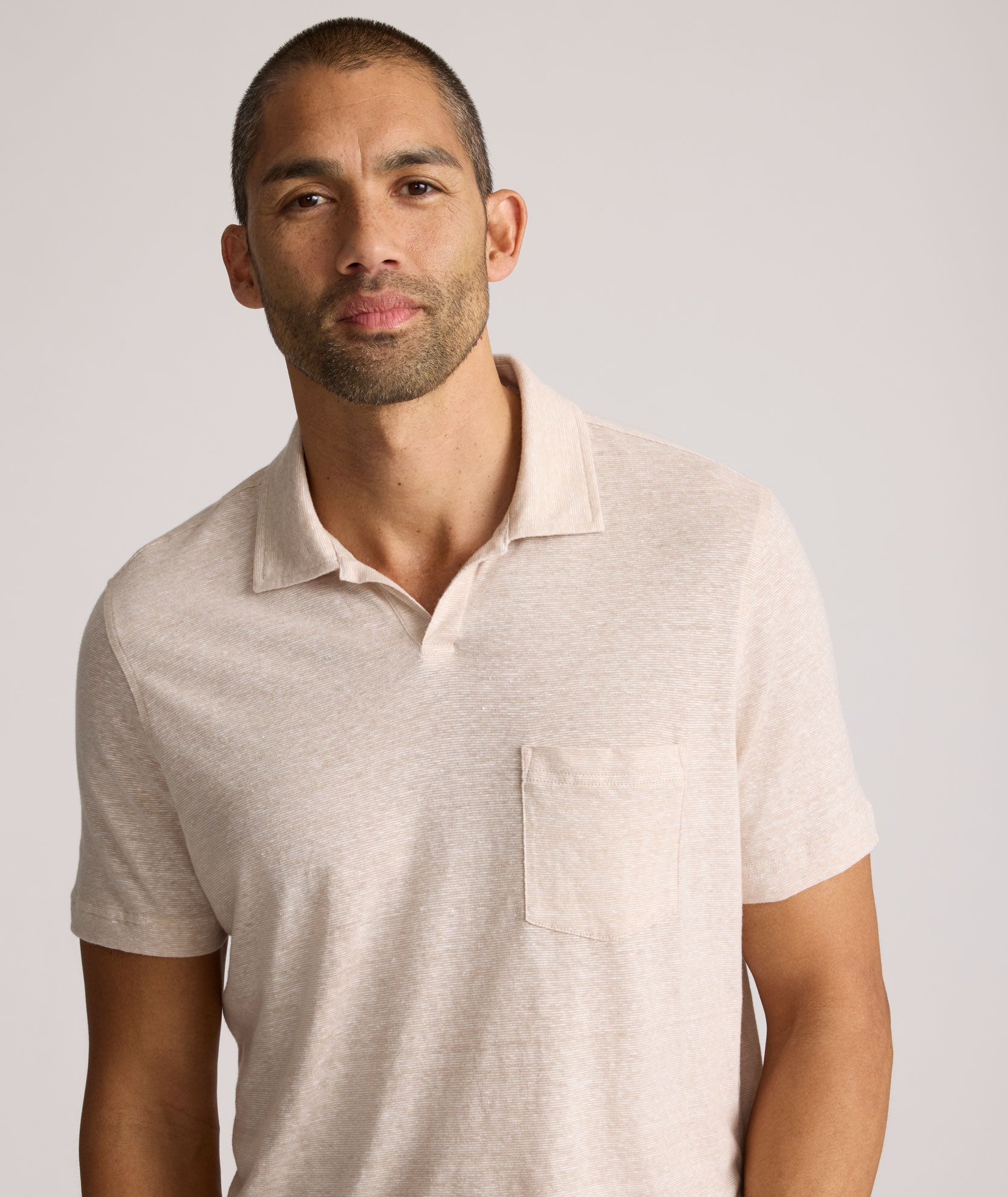 Cotton-Linen Johnny Collar Polo - FINAL SALE