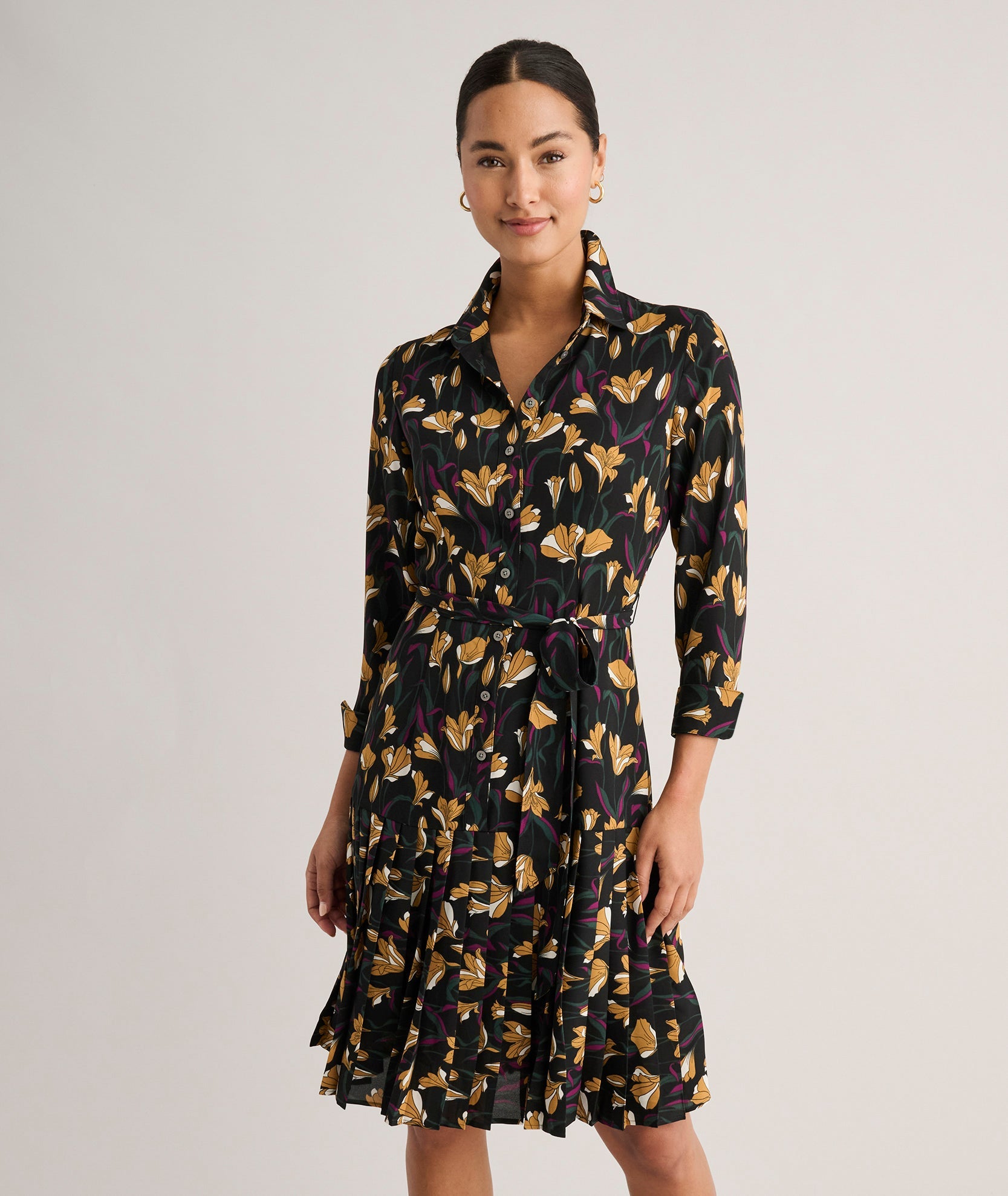 Pleated Janice Midi Shirt Dress