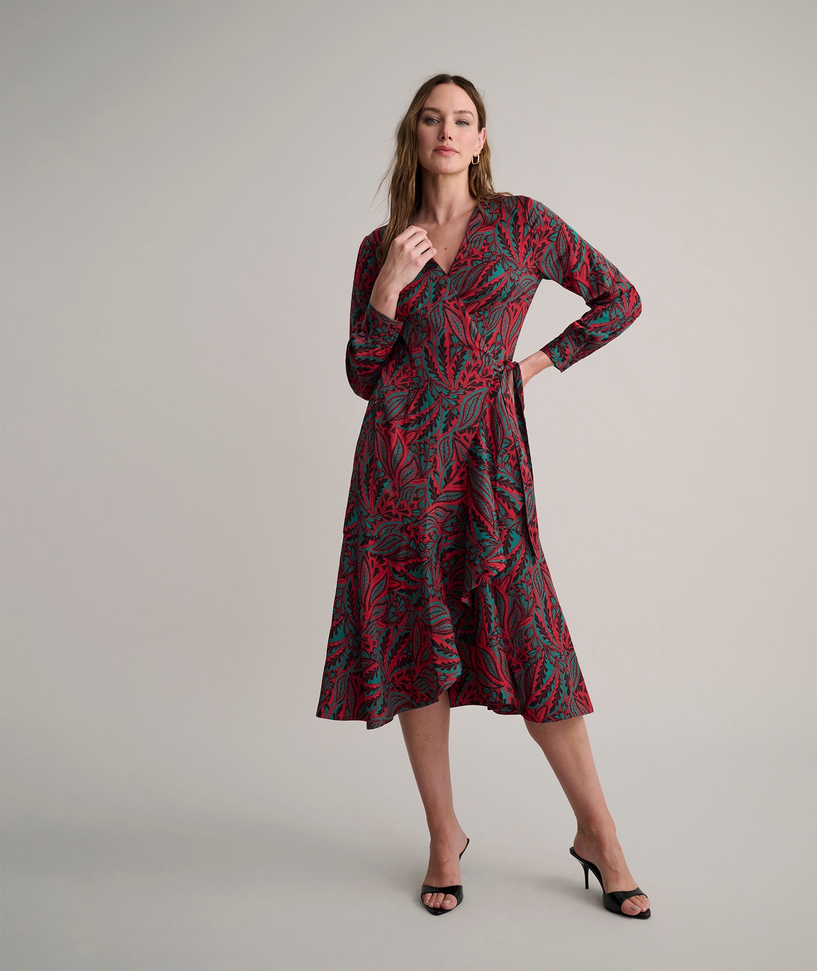 Satin Paisley Wrap Kayla Dress