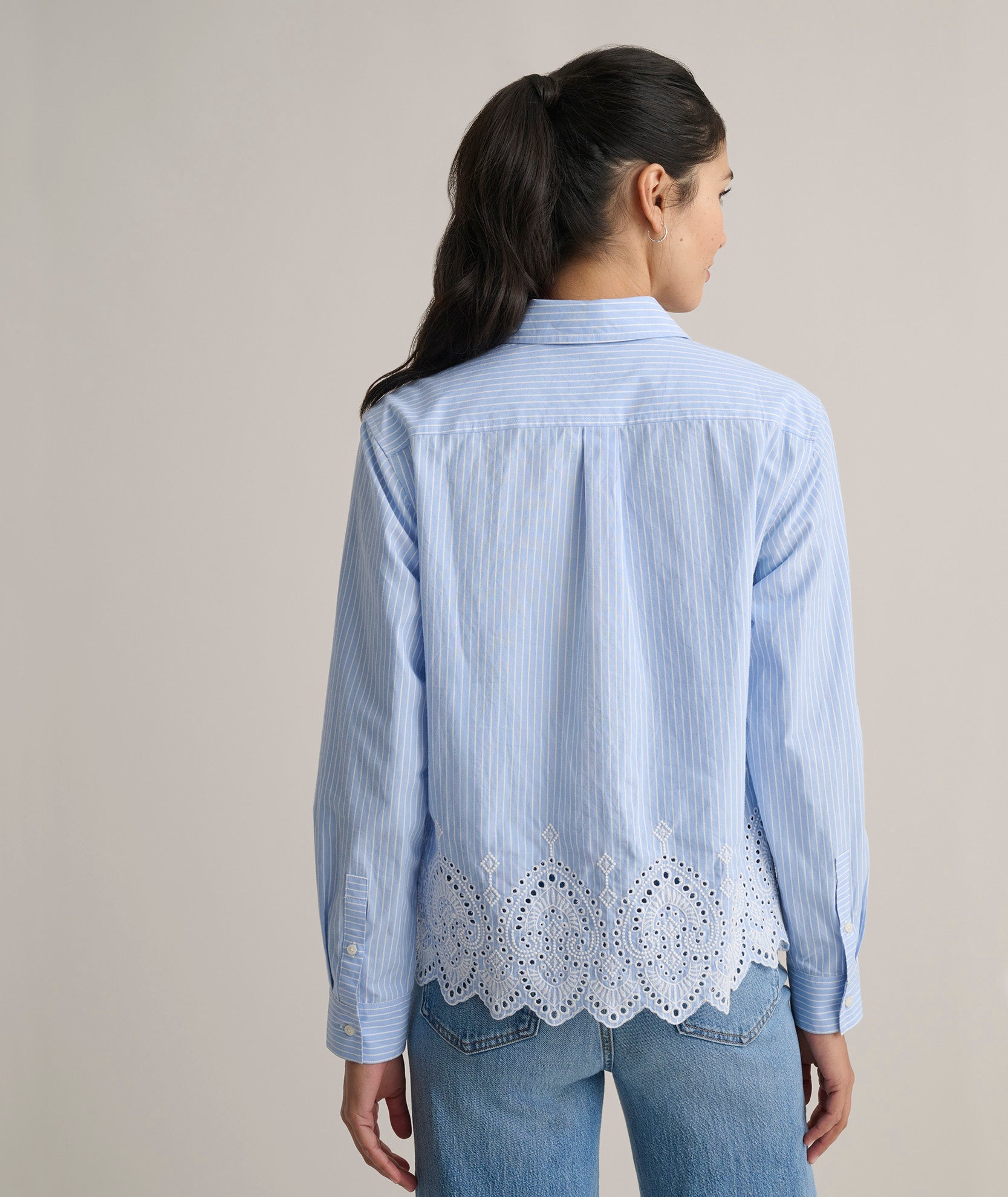 Cotton Stripe Eyelet Luisa Shirt