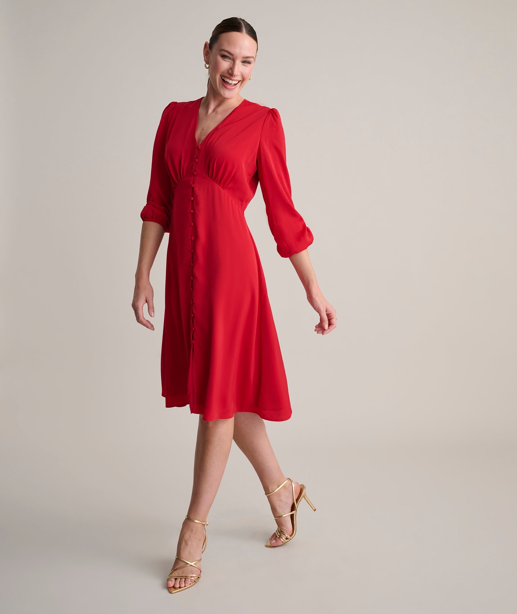 Satin V-Neck Malorie Dress