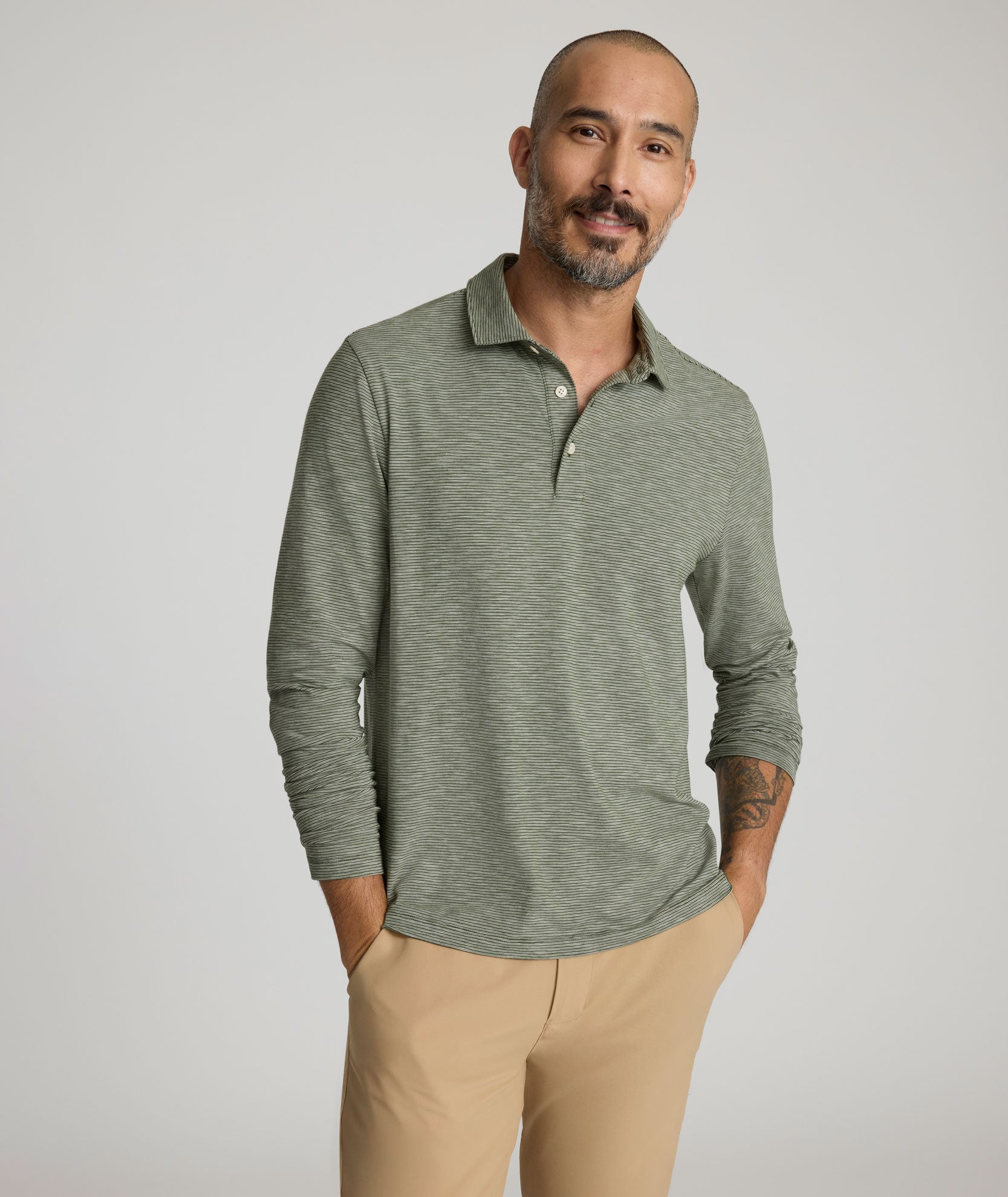 Jersey Slub Long-Sleeve Polo - FINAL SALE