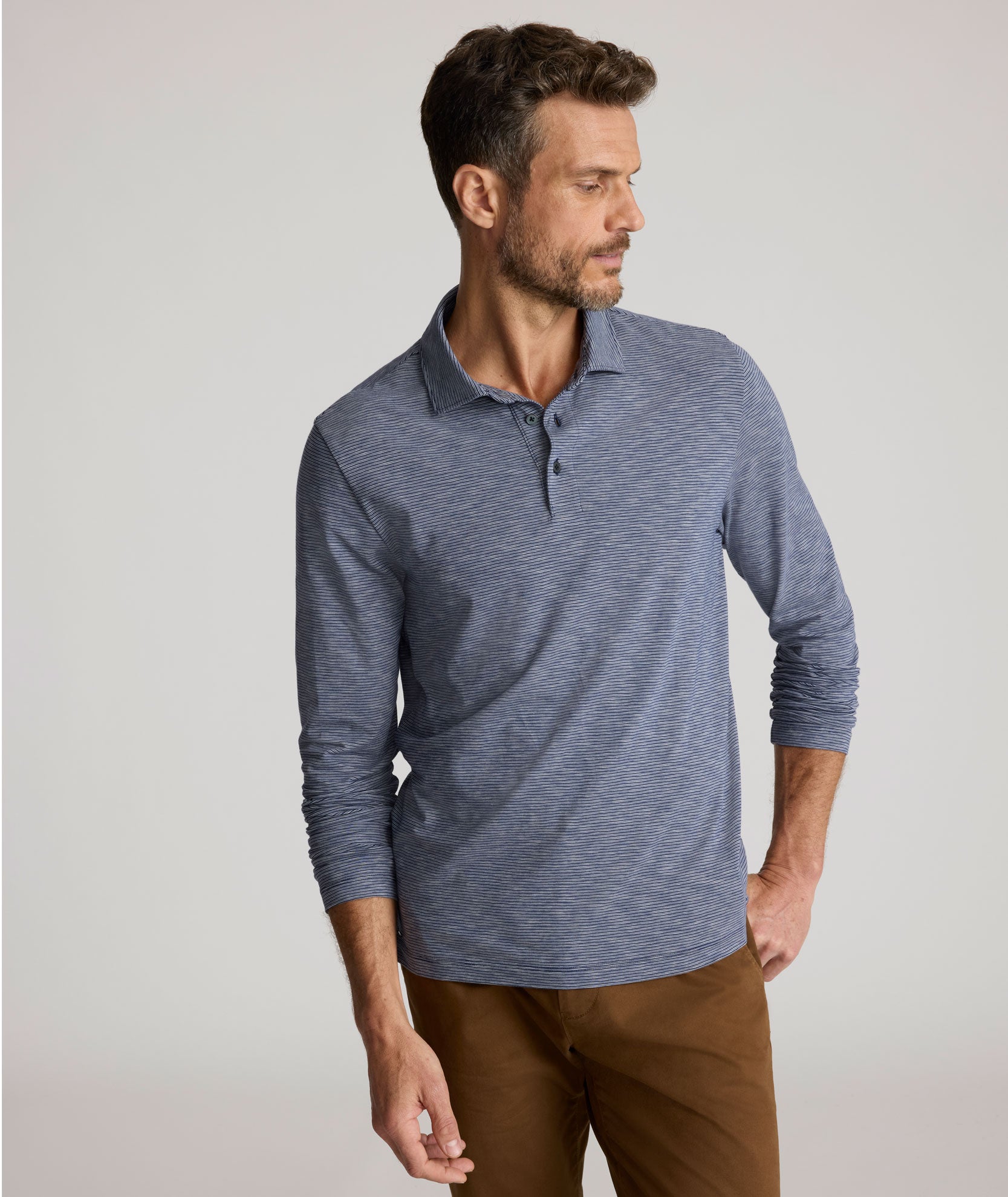 Jersey Slub Long-Sleeve Polo - FINAL SALE