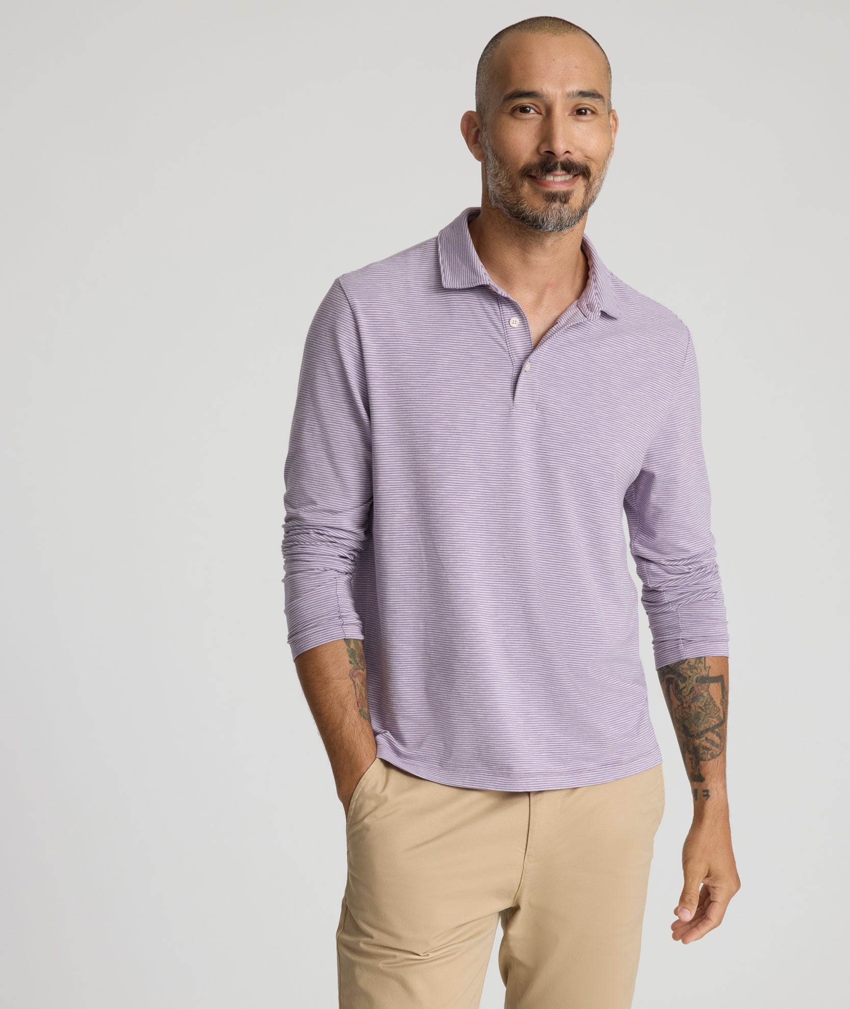 Jersey Slub Long-Sleeve Polo - FINAL SALE