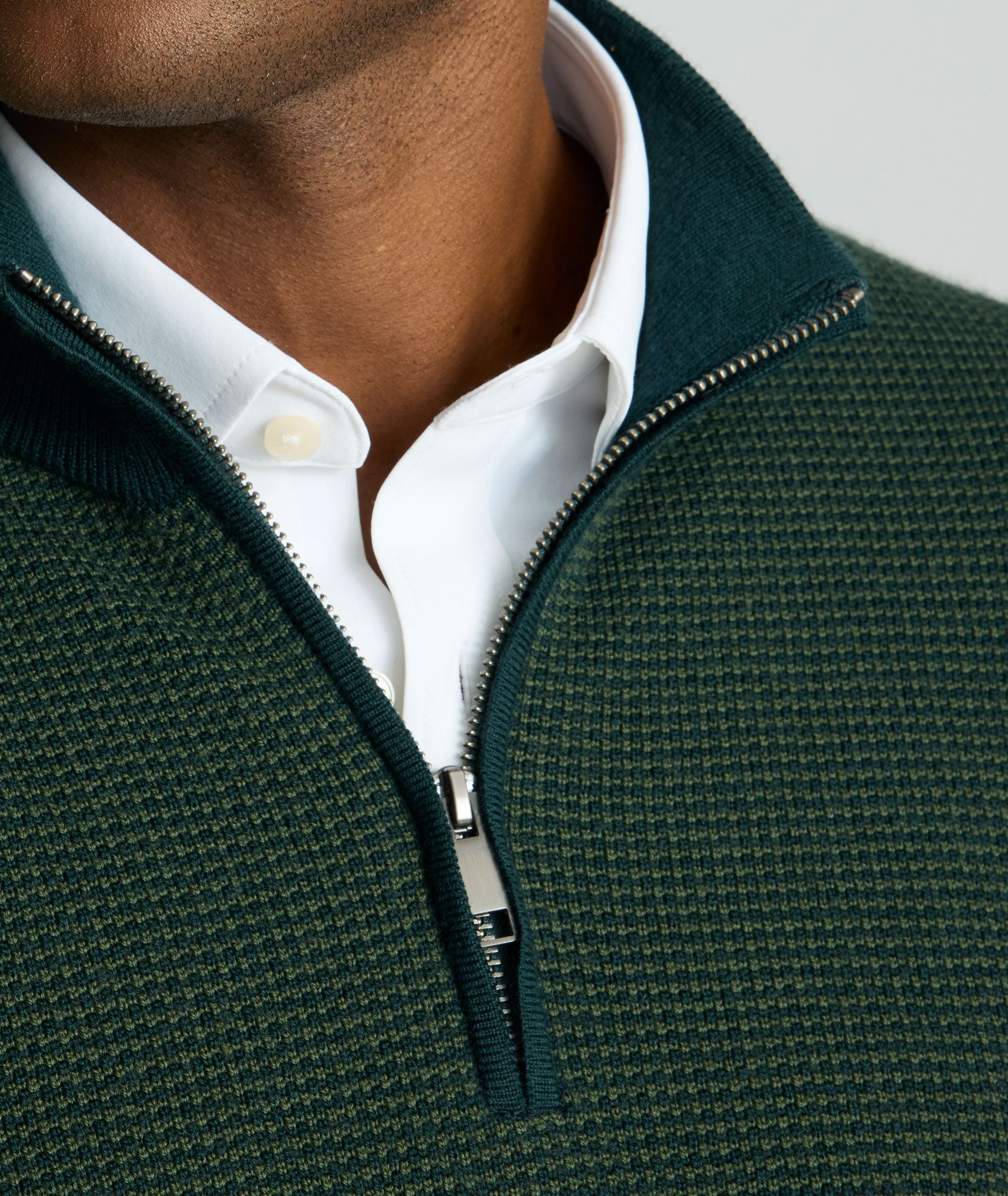 Textured Merino Wool Quarter-Zip Sweater