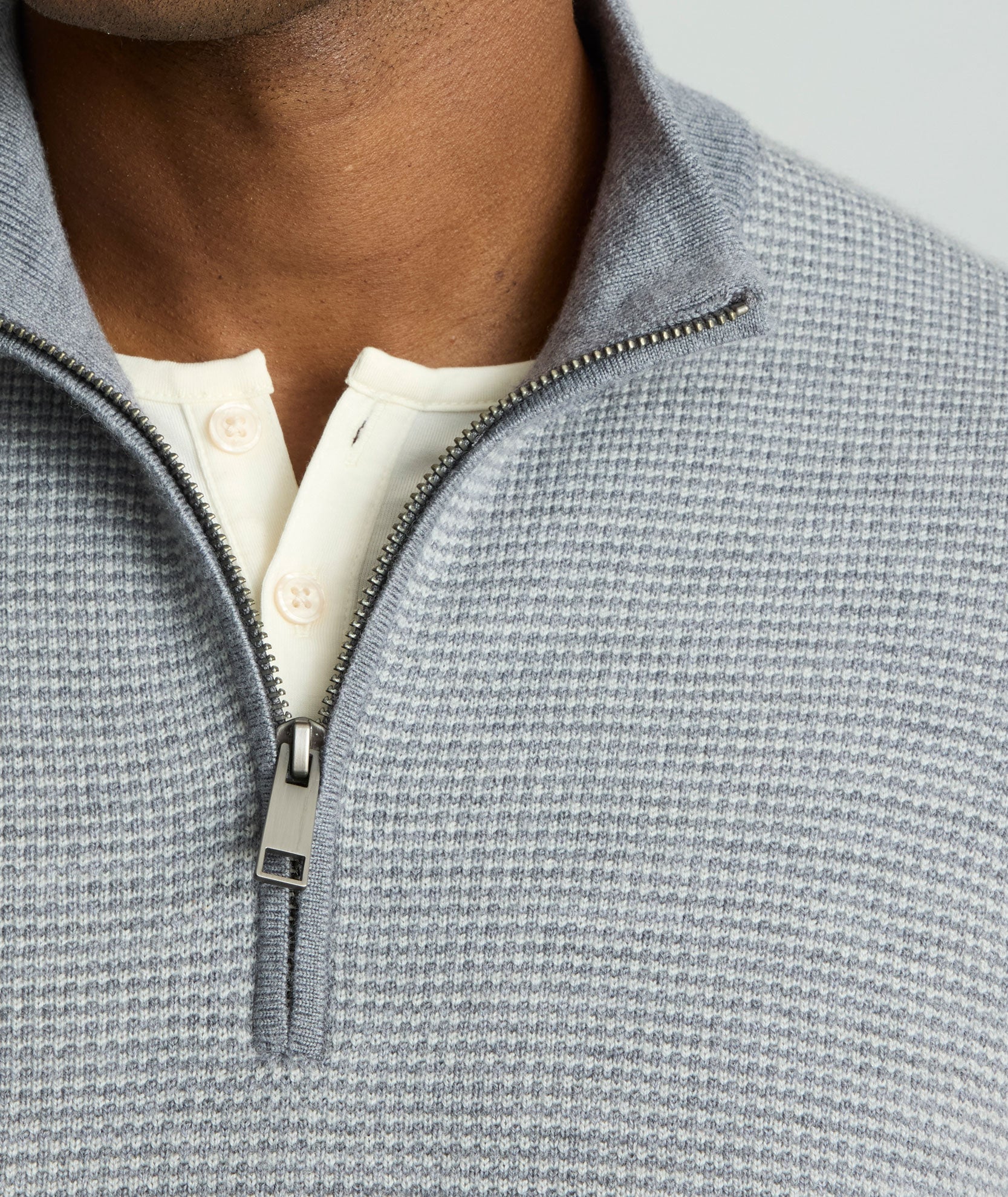 Textured Merino Wool Quarter-Zip Sweater
