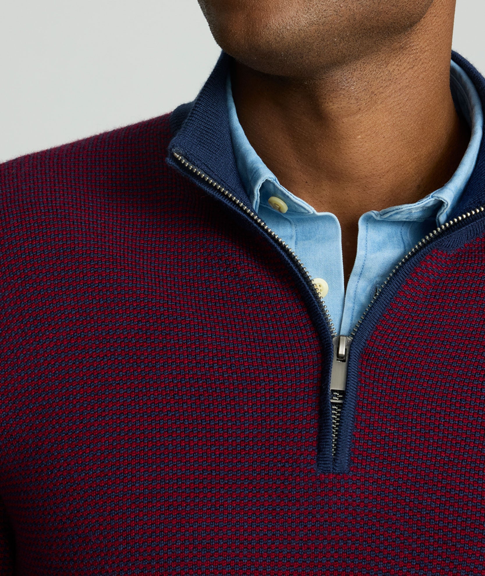 Textured Merino Wool Quarter-Zip Sweater