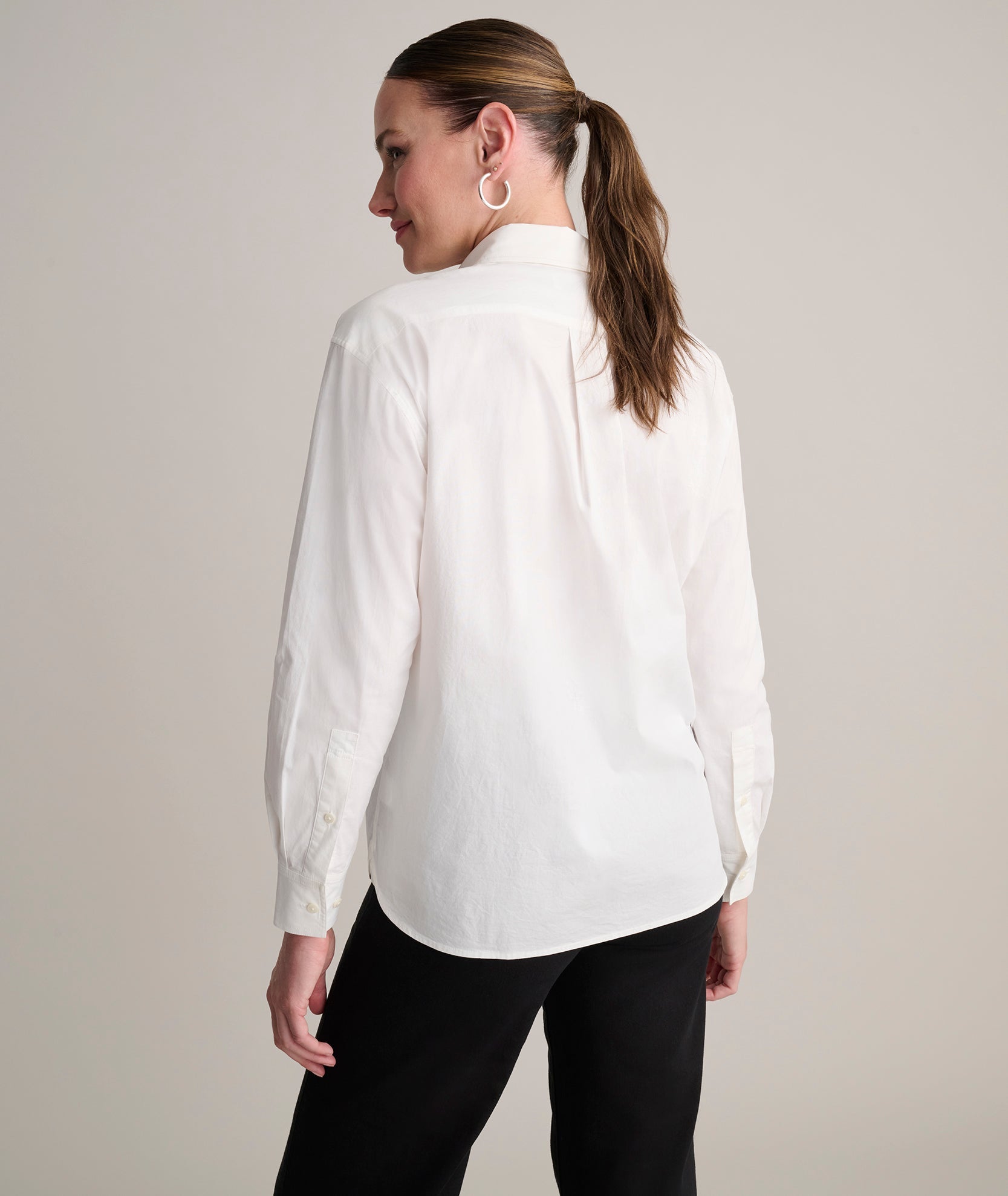 Stretch Cotton Jewel Collar Melanie Shirt