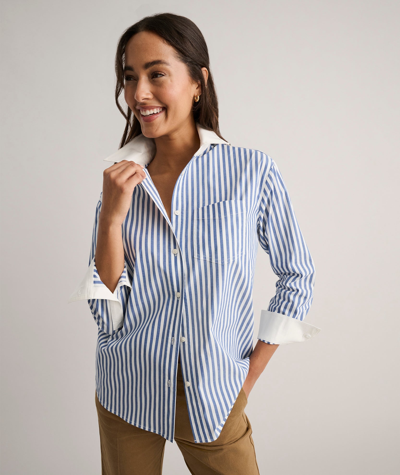 Cotton Stripe Relaxed Melanie Shirt