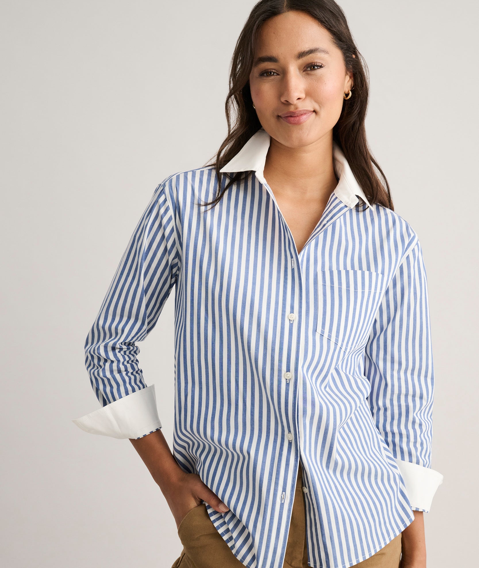 Cotton Stripe Relaxed Melanie Shirt