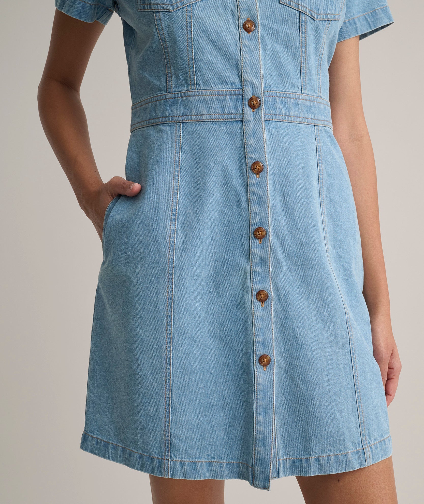 Denim Short-Sleeve Renee Shirtdress