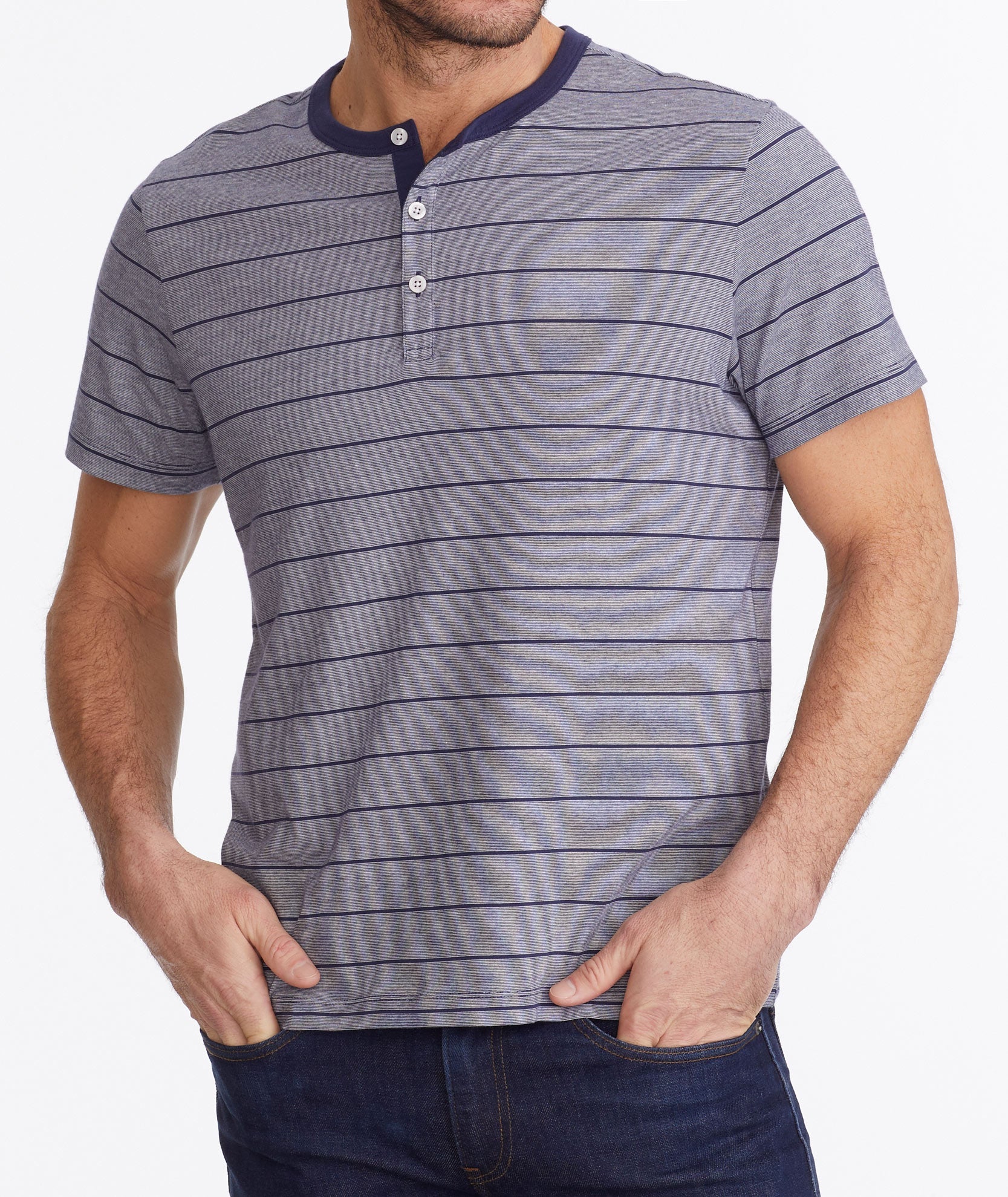 Multistripe Short-Sleeve Henley - FINAL SALE