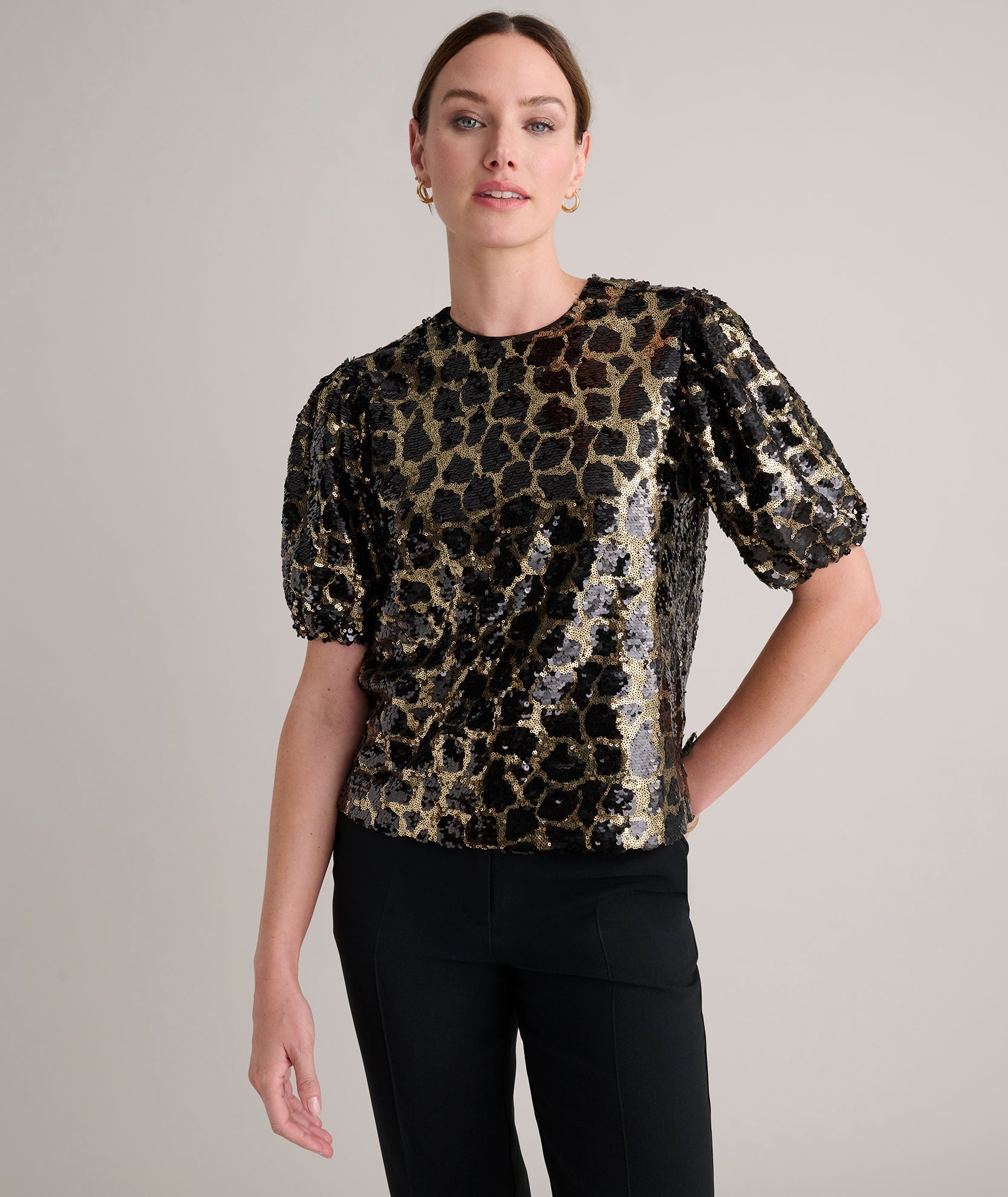 Sequinned Leopard Roxie Shirt