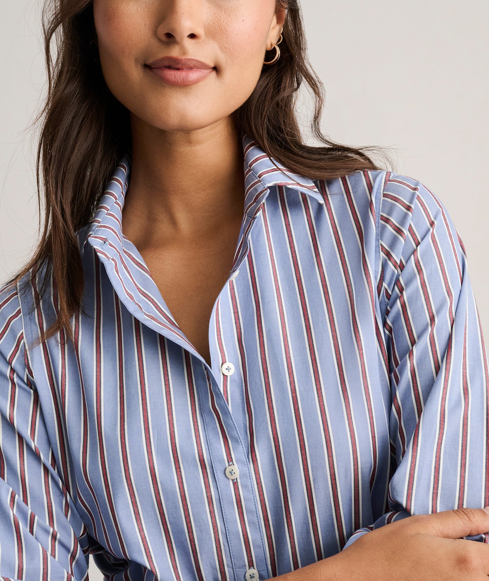Stretch Cotton Striped Tess Shirt Dress
