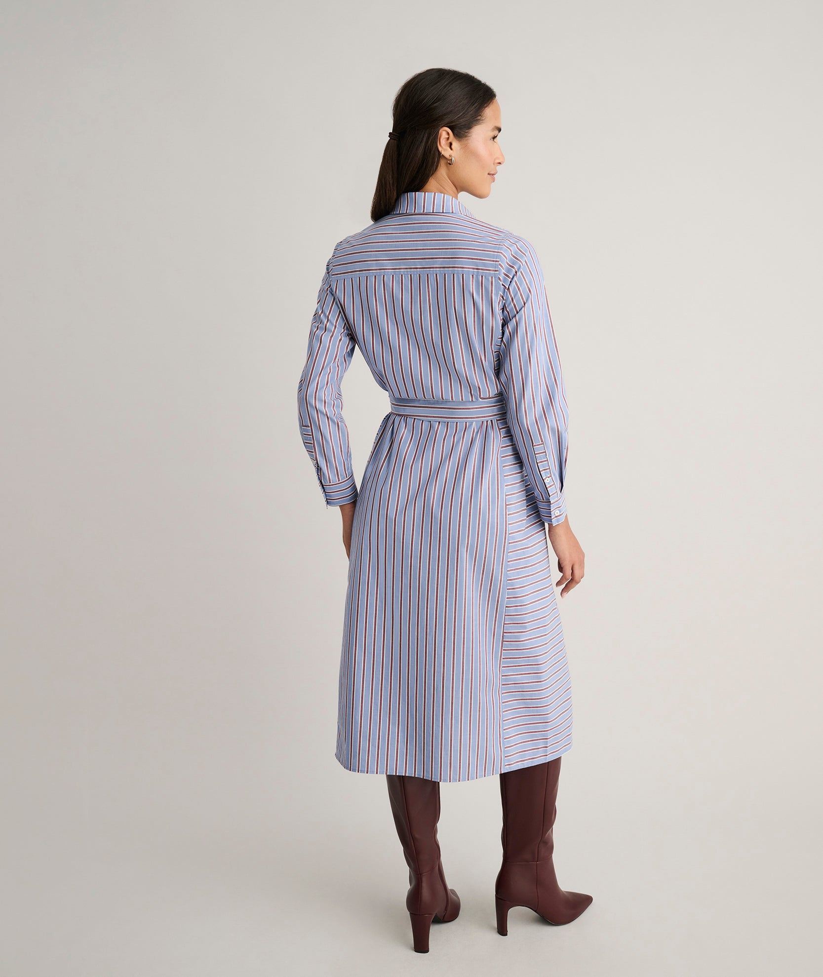 Stretch Cotton Striped Tess Shirt Dress