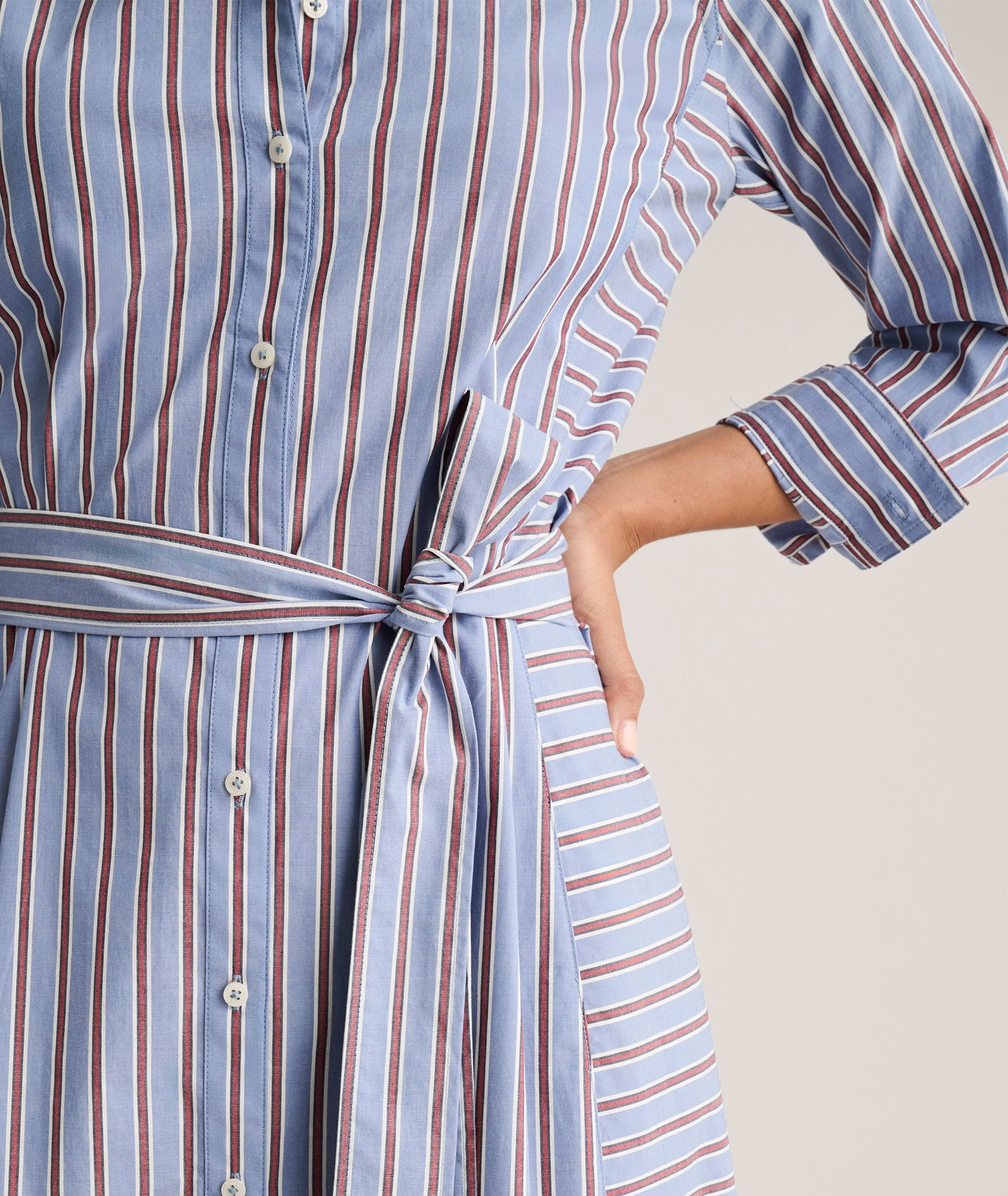Stretch Cotton Striped Tess Shirt Dress