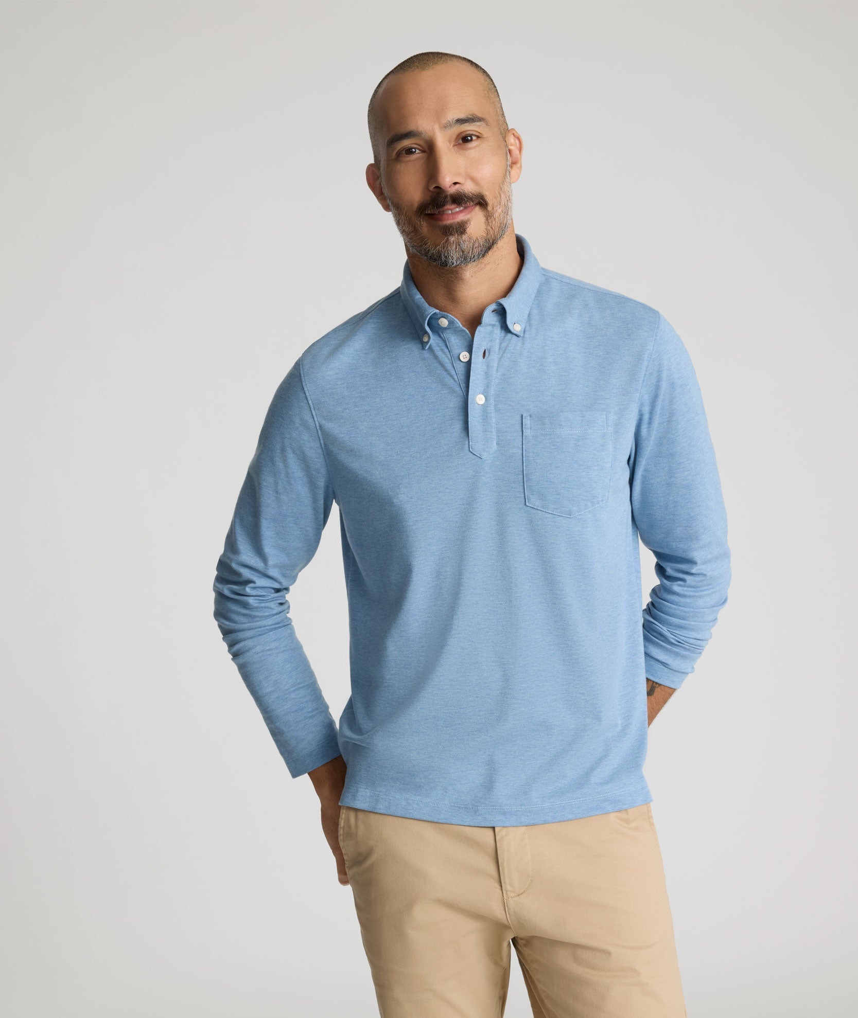 Wrinkle-Free Button-Down Collar Polo - FINAL SALE
