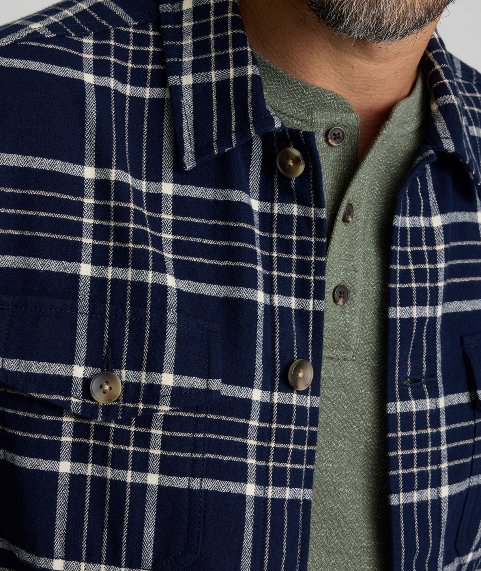 Plaid Herringbone Overshirt