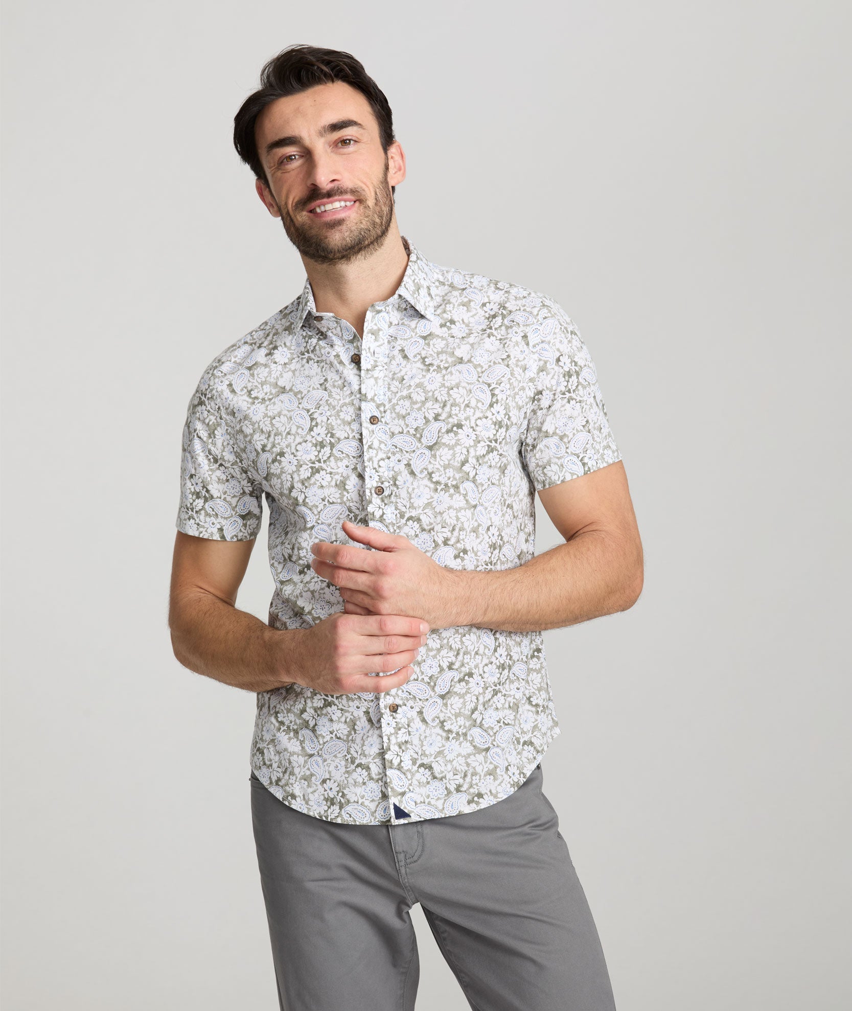Stretch Cotton Short-Sleeve Wright Shirt - FINAL SALE